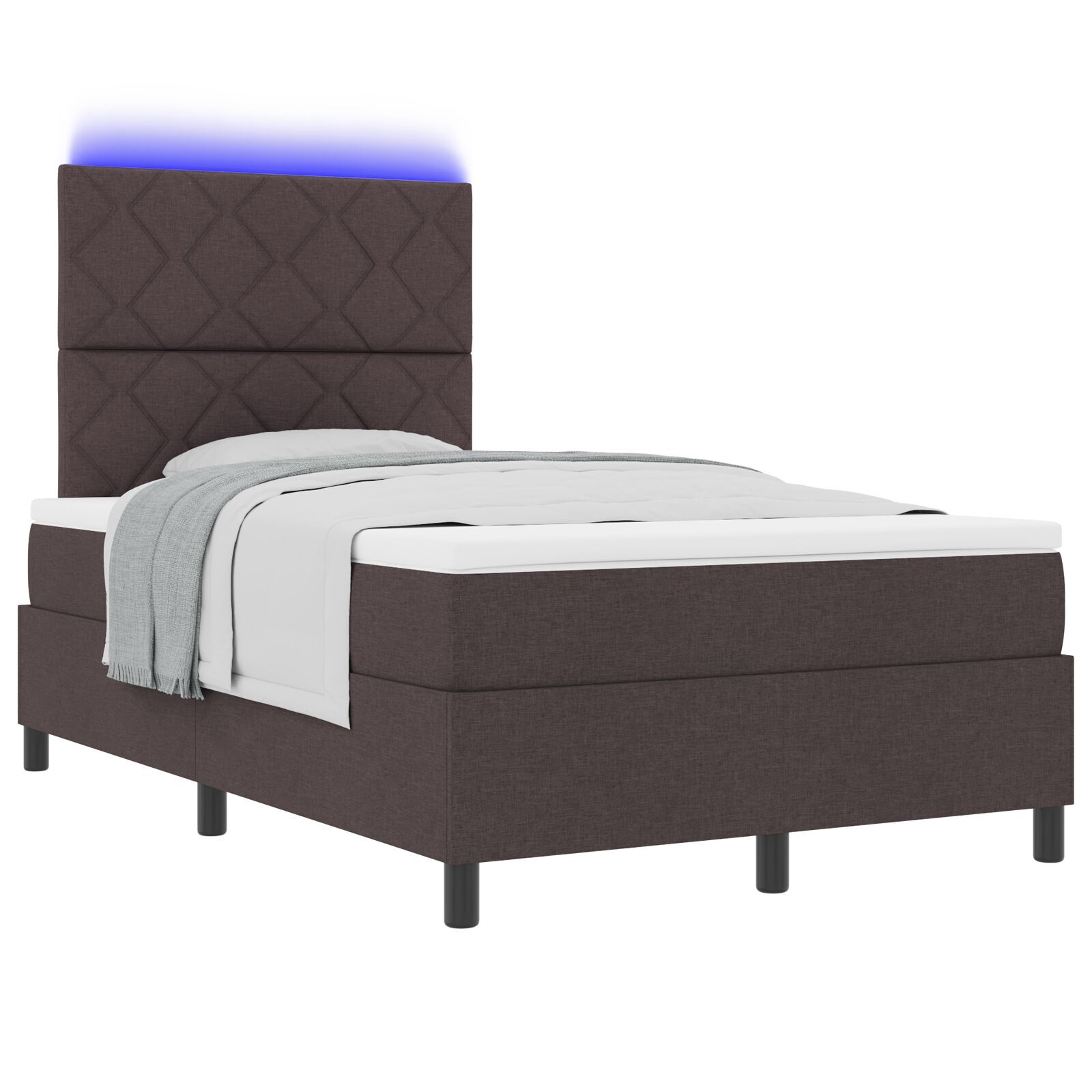 vidaXL Pat cu arcuri cu saltea Maro închis 120 x 200 cm țesătură vidaXL Pat cu arcuri cu saltea Maro închis 120 x 200 cm țesătură