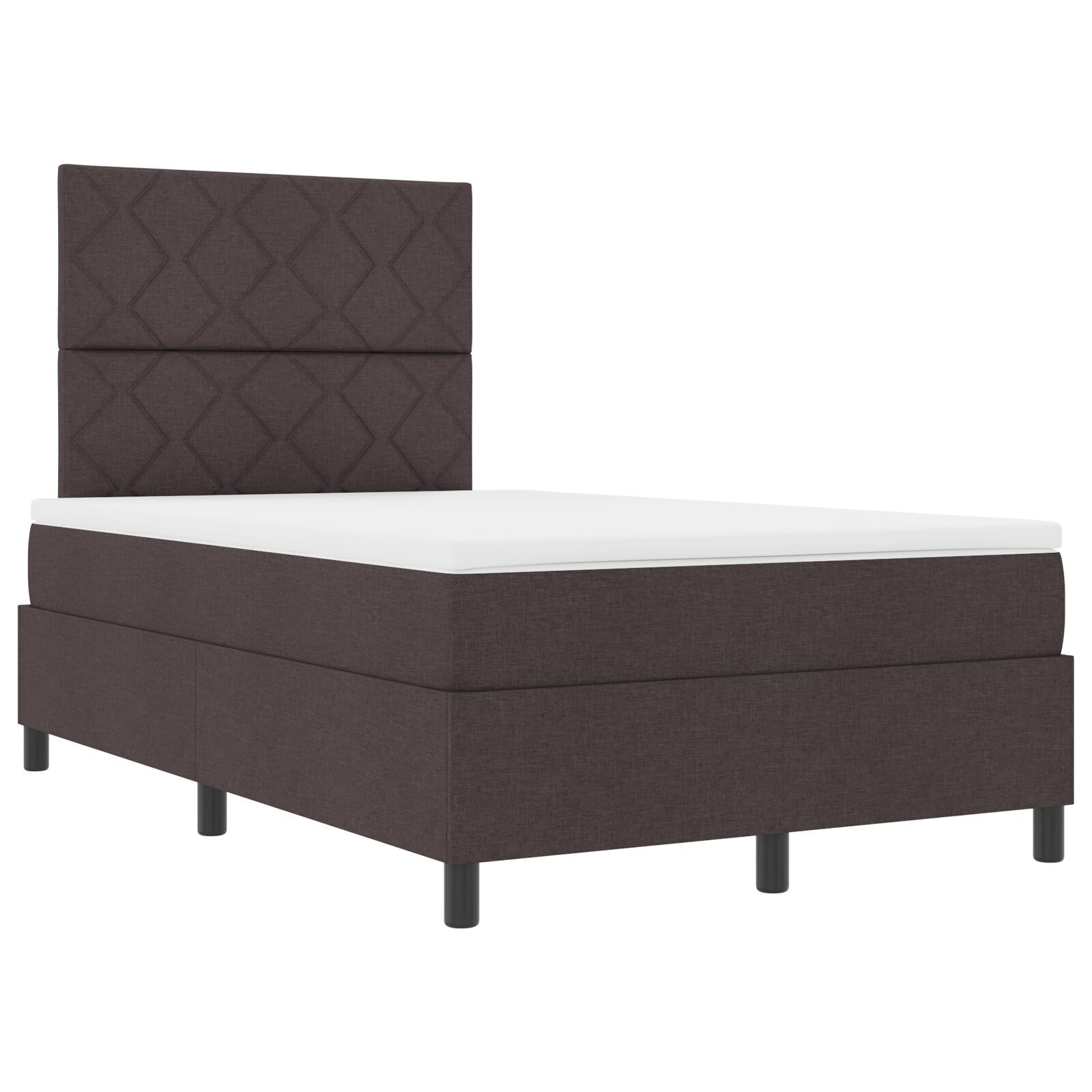 vidaXL Pat cu arcuri cu saltea Maro închis 120 x 200 cm țesătură vidaXL Pat cu arcuri cu saltea Maro închis 120 x 200 cm țesătură