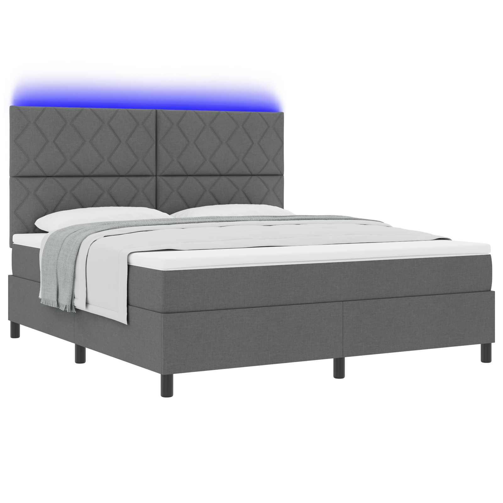 vidaXL Pat cu arcuri cu saltea Gri închis 180 x 200 cm țesătură vidaXL Pat cu arcuri cu saltea Gri închis 180 x 200 cm țesătură