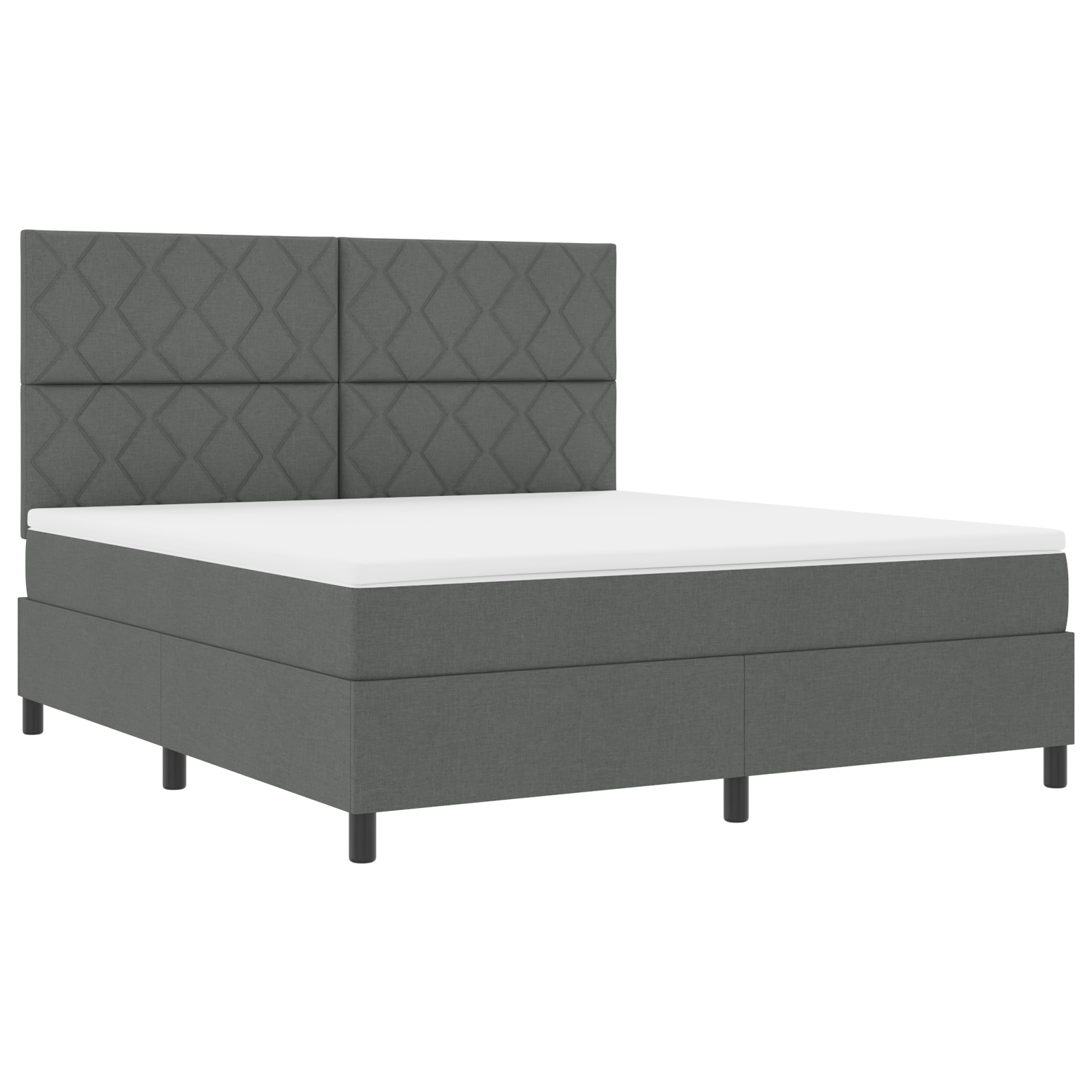 vidaXL Pat cu arcuri cu saltea Gri închis 180 x 200 cm țesătură vidaXL Pat cu arcuri cu saltea Gri închis 180 x 200 cm țesătură
