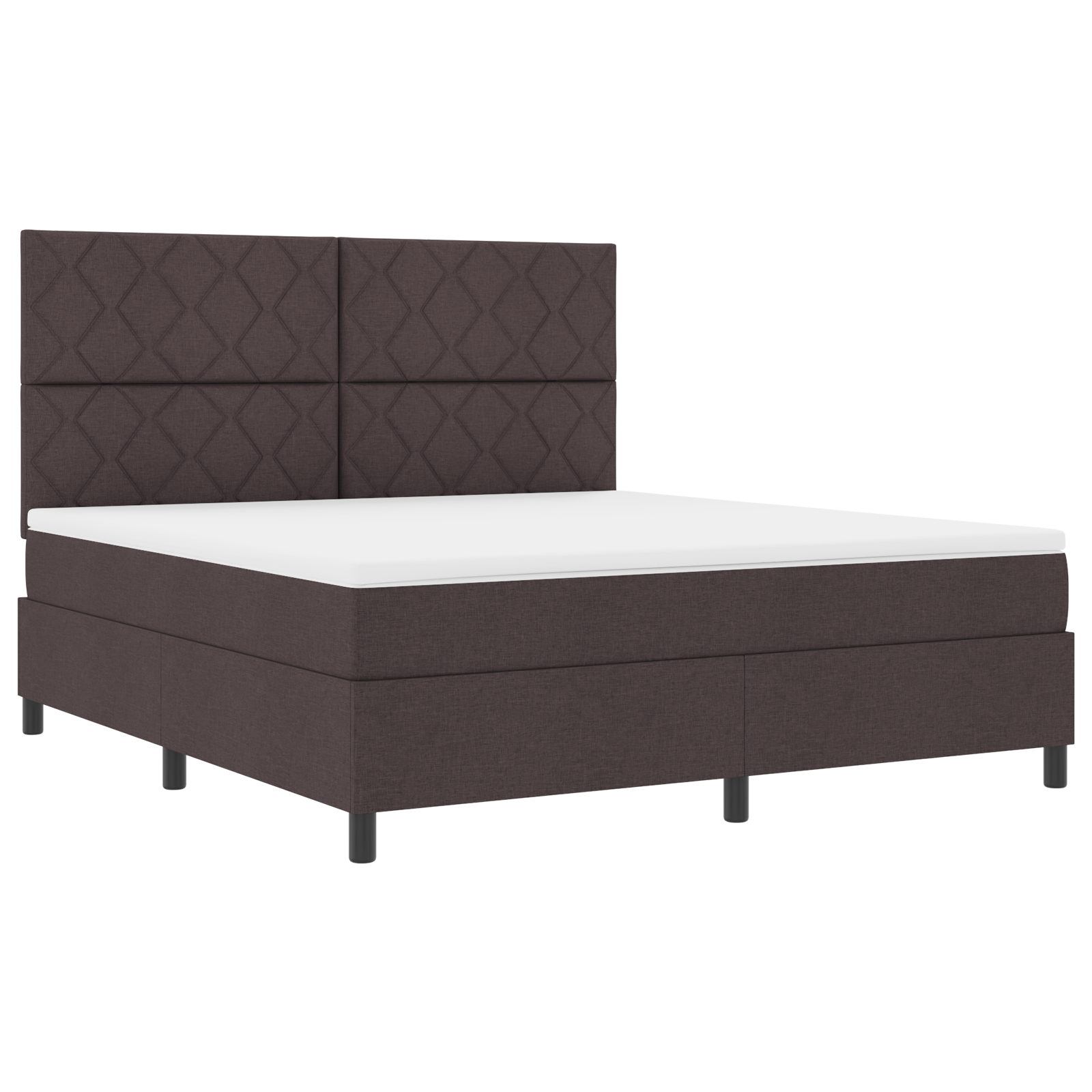 vidaXL Pat cu arcuri cu saltea Maro închis 180 x 200 cm țesătură vidaXL Pat cu arcuri cu saltea Maro închis 180 x 200 cm țesătură