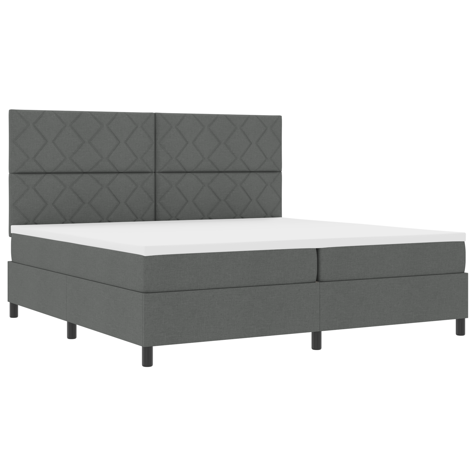 vidaXL Pat cu arcuri cu saltea Gri închis 200 x 200 cm țesătură vidaXL Pat cu arcuri cu saltea Gri închis 200 x 200 cm țesătură