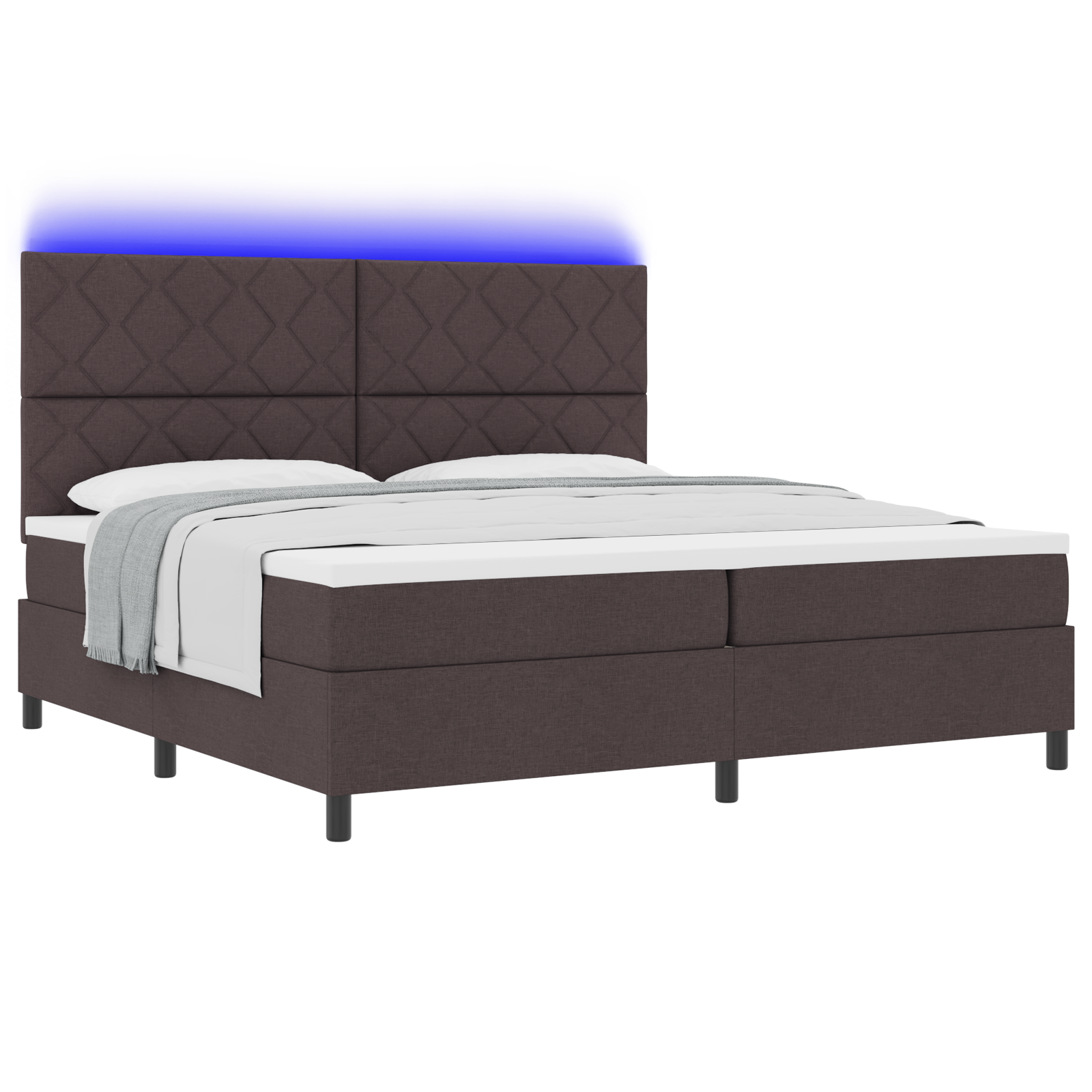 vidaXL Pat cu arcuri cu saltea Maro închis 200 x 200 cm țesătură vidaXL Pat cu arcuri cu saltea Maro închis 200 x 200 cm țesătură