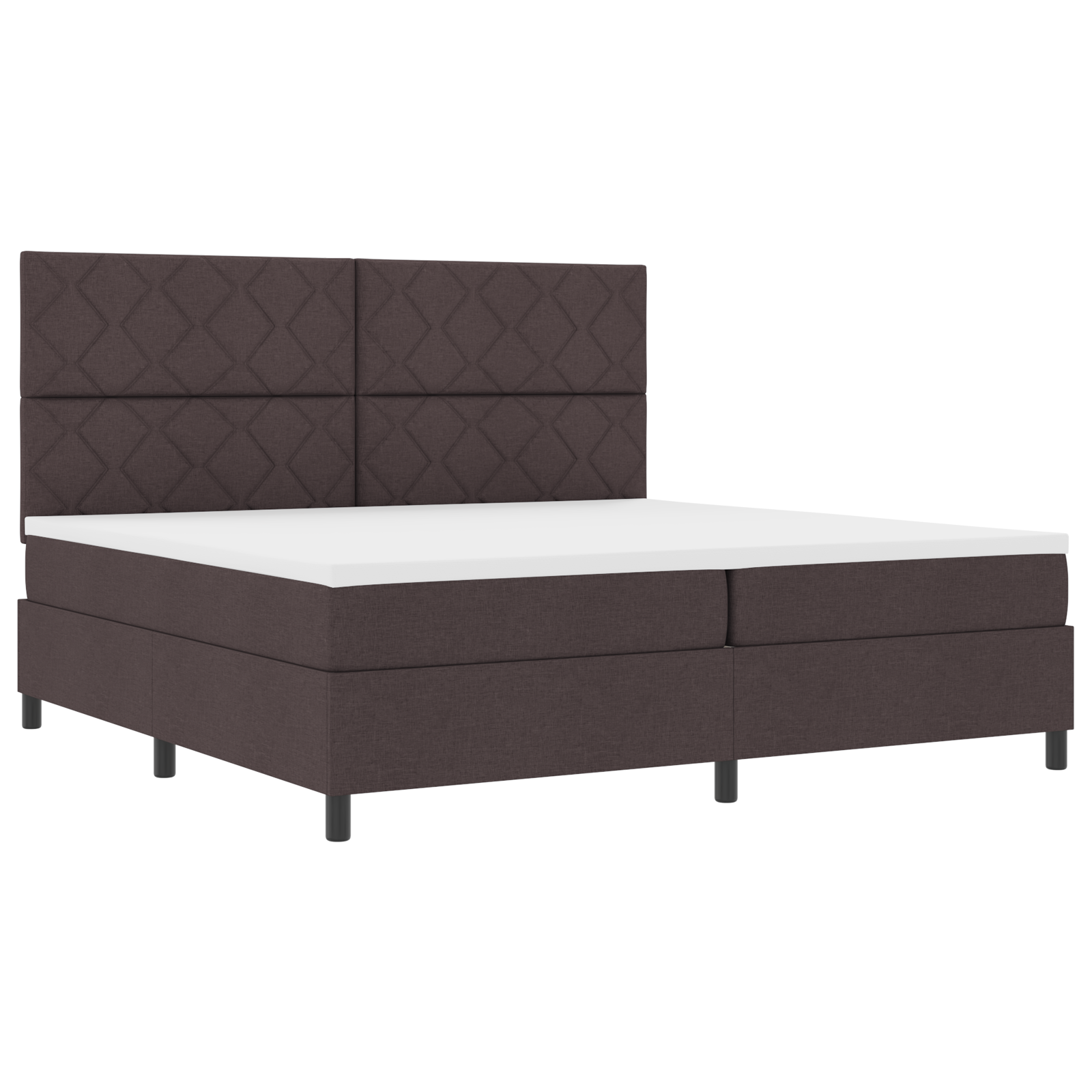 vidaXL Pat cu arcuri cu saltea Maro închis 200 x 200 cm țesătură vidaXL Pat cu arcuri cu saltea Maro închis 200 x 200 cm țesătură