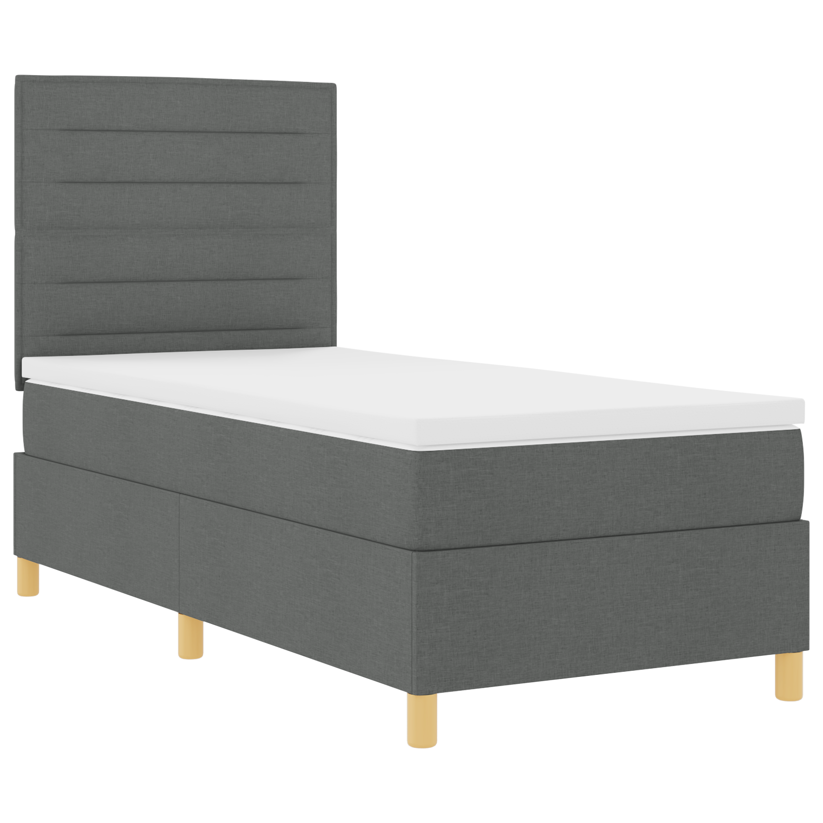 vidaXL Pat cu arcuri cu saltea Gri închis 100 x 200 cm țesătură vidaXL Pat cu arcuri cu saltea Gri închis 100 x 200 cm țesătură