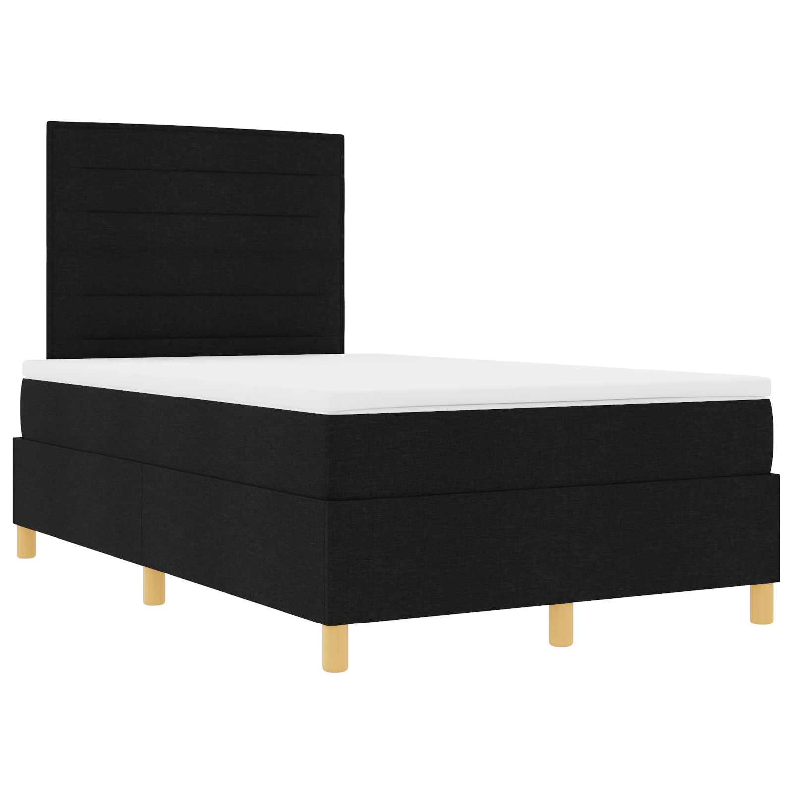 vidaXL Pat cu arcuri cu saltea Negru 120 x 190 cm țesătură vidaXL Pat cu arcuri cu saltea Negru 120 x 190 cm țesătură