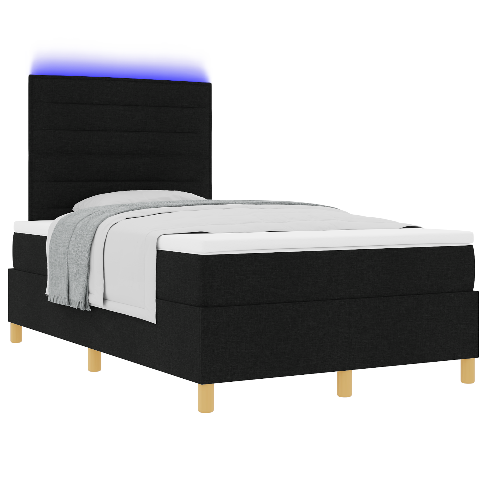 vidaXL Pat cu arcuri cu saltea Negru 120 x 200 cm țesătură vidaXL Pat cu arcuri cu saltea Negru 120 x 200 cm țesătură