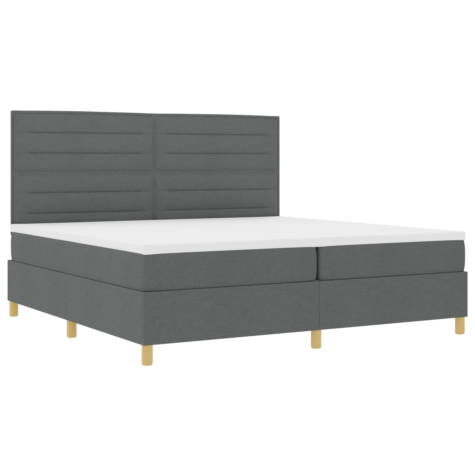 vidaXL Pat cu arcuri cu saltea Gri închis 200 x 200 cm țesătură vidaXL Pat cu arcuri cu saltea Gri închis 200 x 200 cm țesătură