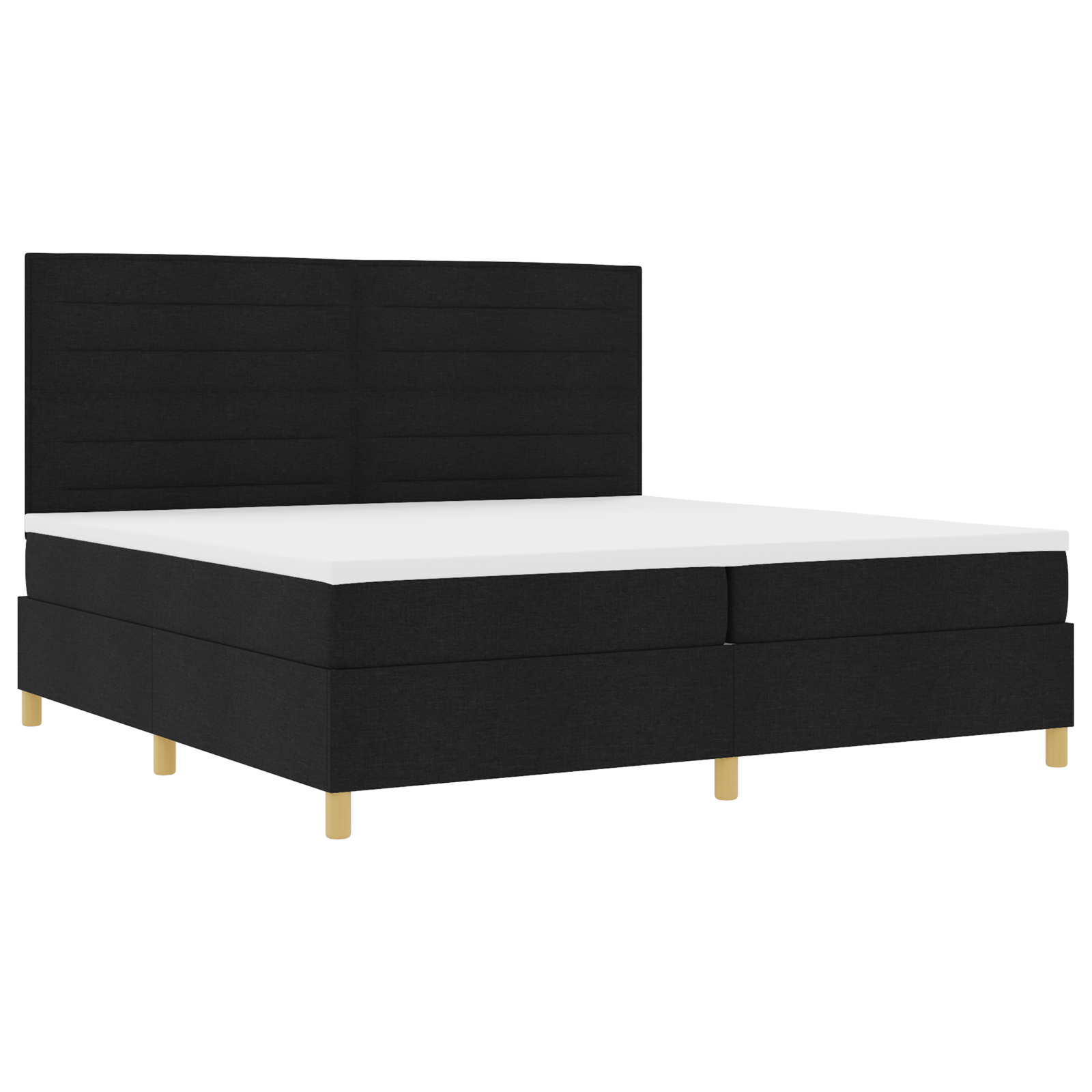 vidaXL Pat cu arcuri cu saltea Negru 200 x 200 cm țesătură vidaXL Pat cu arcuri cu saltea Negru 200 x 200 cm țesătură