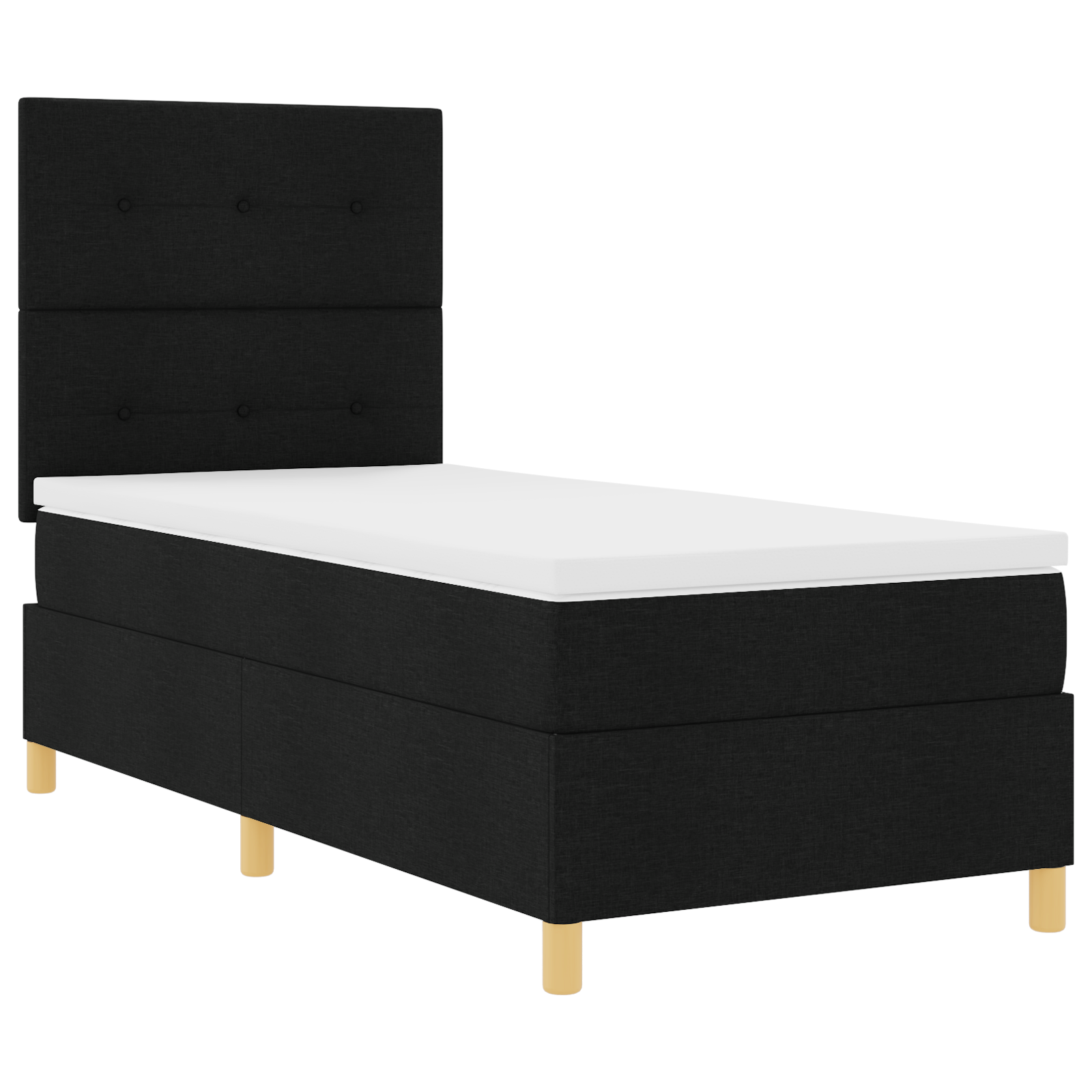 vidaXL Pat cu arcuri cu saltea Negru 100 x 200 cm țesătură vidaXL Pat cu arcuri cu saltea Negru 100 x 200 cm țesătură