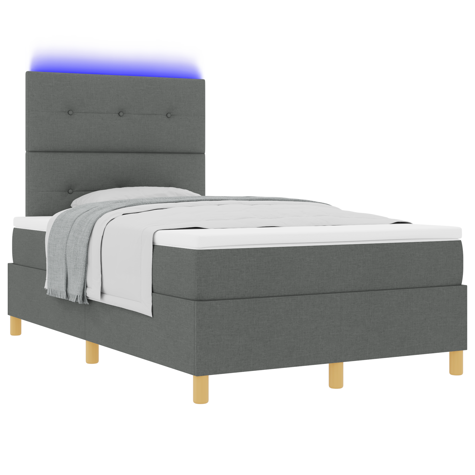 vidaXL Pat cu arcuri cu saltea Gri închis 120 x 190 cm țesătură vidaXL Pat cu arcuri cu saltea Gri închis 120 x 190 cm țesătură