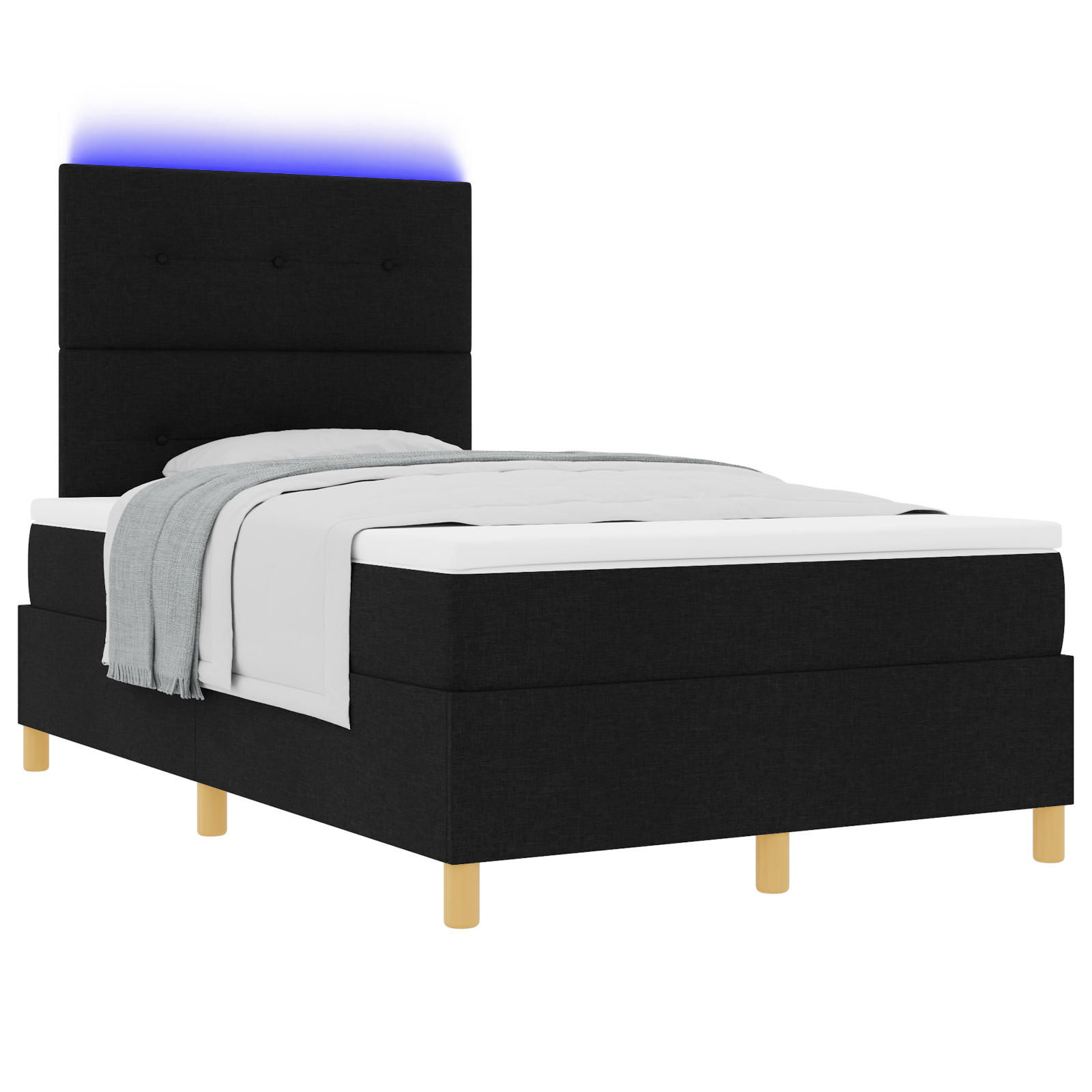 vidaXL Pat cu arcuri cu saltea Negru 120 x 200 cm țesătură vidaXL Pat cu arcuri cu saltea Negru 120 x 200 cm țesătură