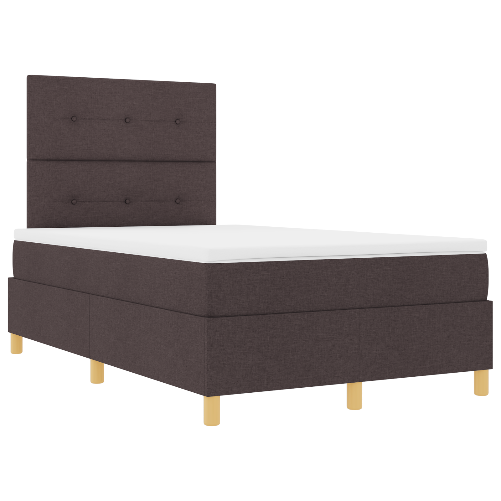 vidaXL Pat cu arcuri cu saltea Maro închis 120 x 200 cm țesătură vidaXL Pat cu arcuri cu saltea Maro închis 120 x 200 cm țesătură