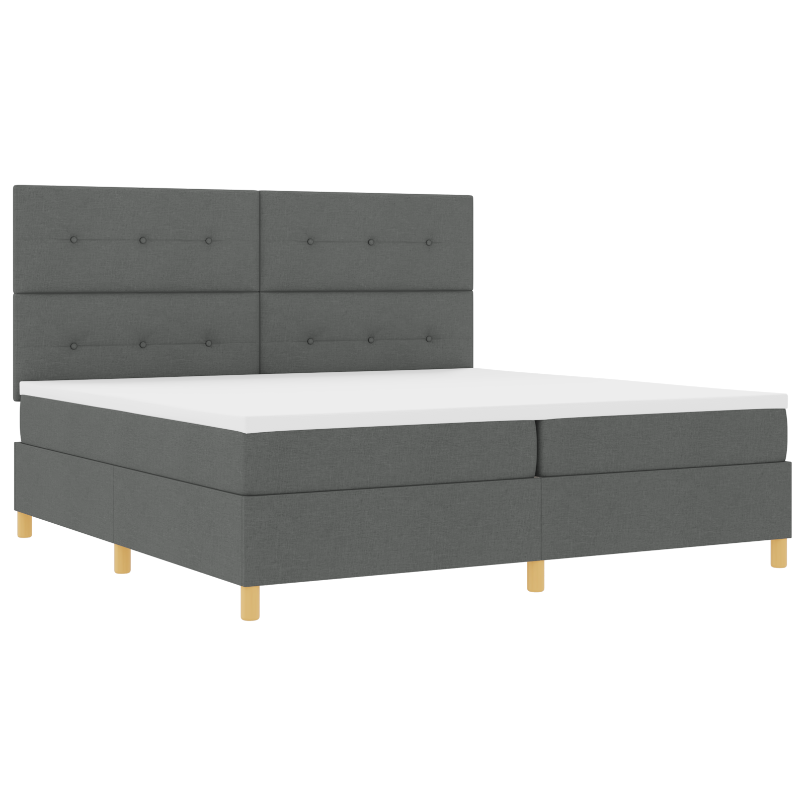 vidaXL Pat cu arcuri cu saltea Gri închis 200 x 200 cm țesătură vidaXL Pat cu arcuri cu saltea Gri închis 200 x 200 cm țesătură