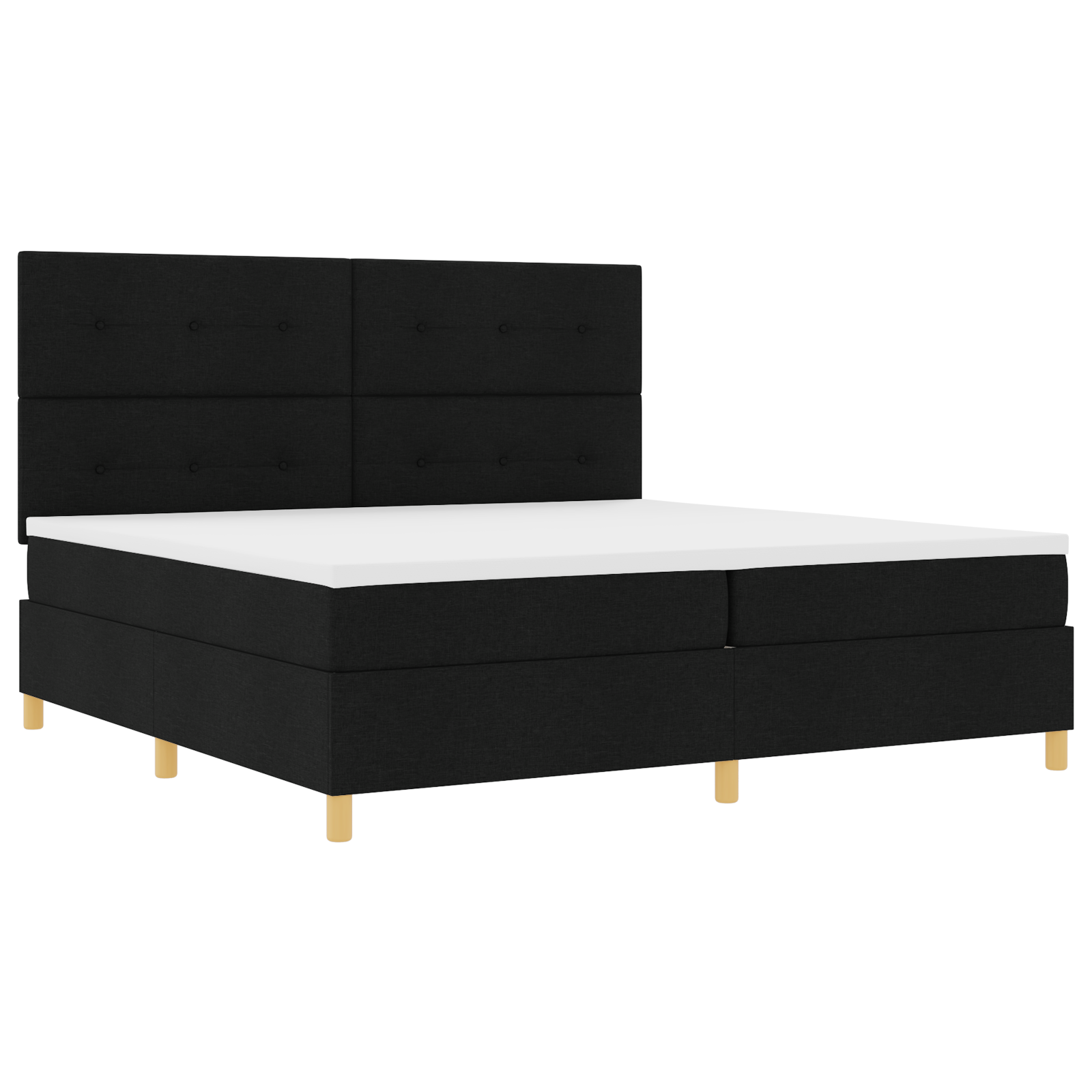 vidaXL Pat cu arcuri cu saltea Negru 200 x 200 cm țesătură vidaXL Pat cu arcuri cu saltea Negru 200 x 200 cm țesătură