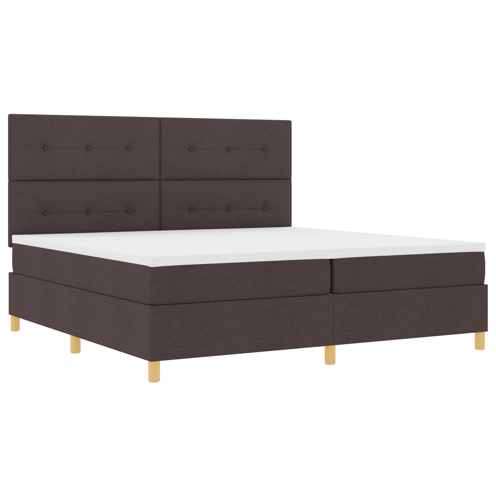 vidaXL Pat cu arcuri cu saltea Maro închis 200 x 200 cm țesătură vidaXL Pat cu arcuri cu saltea Maro închis 200 x 200 cm țesătură