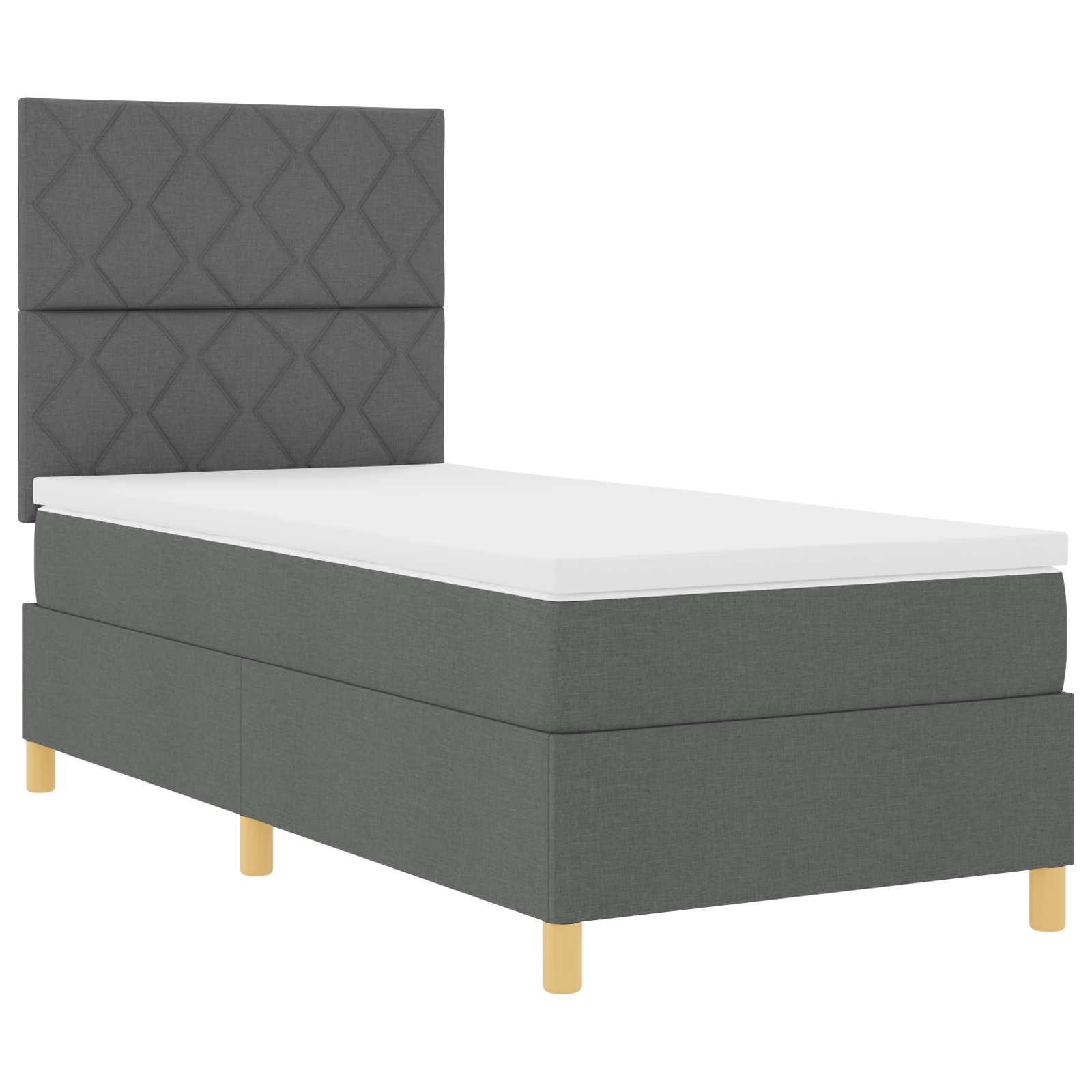 vidaXL Pat cu arcuri cu saltea Gri închis 90 x 200 cm țesătură vidaXL Pat cu arcuri cu saltea Gri închis 90 x 200 cm țesătură