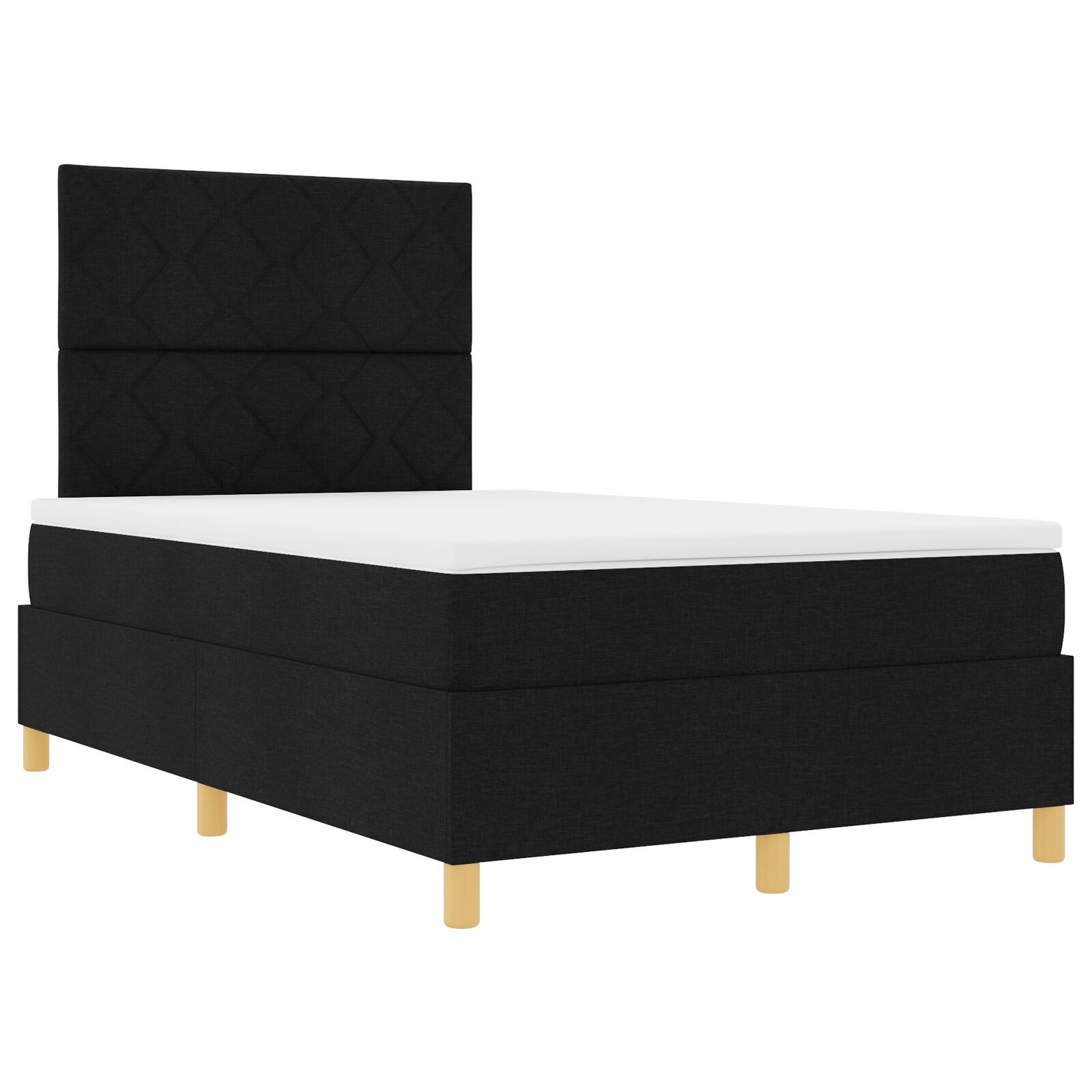 vidaXL Pat cu arcuri cu saltea Negru 120 x 190 cm țesătură vidaXL Pat cu arcuri cu saltea Negru 120 x 190 cm țesătură