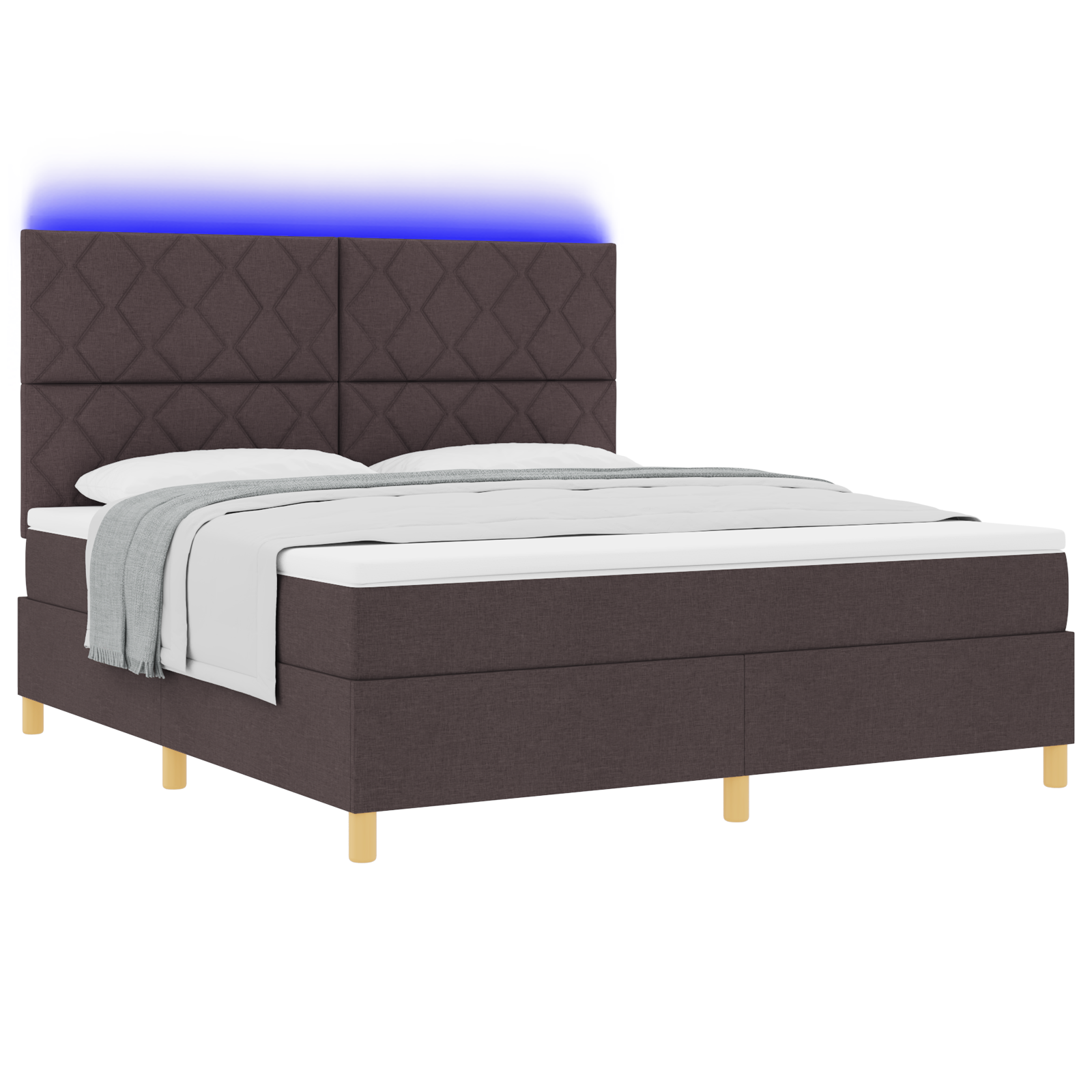 vidaXL Pat cu arcuri cu saltea Maro închis 180 x 200 cm țesătură vidaXL Pat cu arcuri cu saltea Maro închis 180 x 200 cm țesătură
