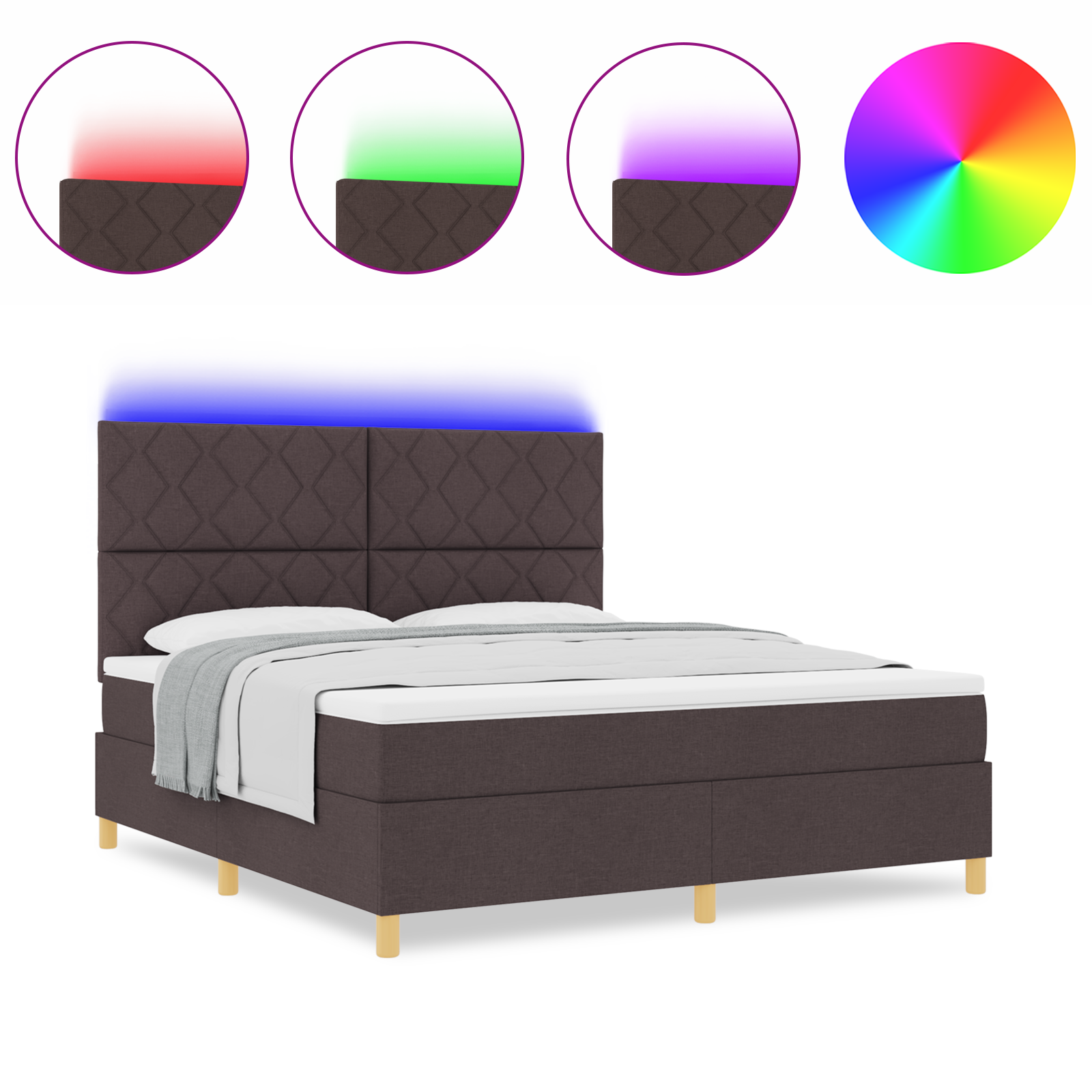 vidaXL Pat cu arcuri cu saltea Maro închis 180 x 200 cm țesătură vidaXL Pat cu arcuri cu saltea Maro închis 180 x 200 cm țesătură