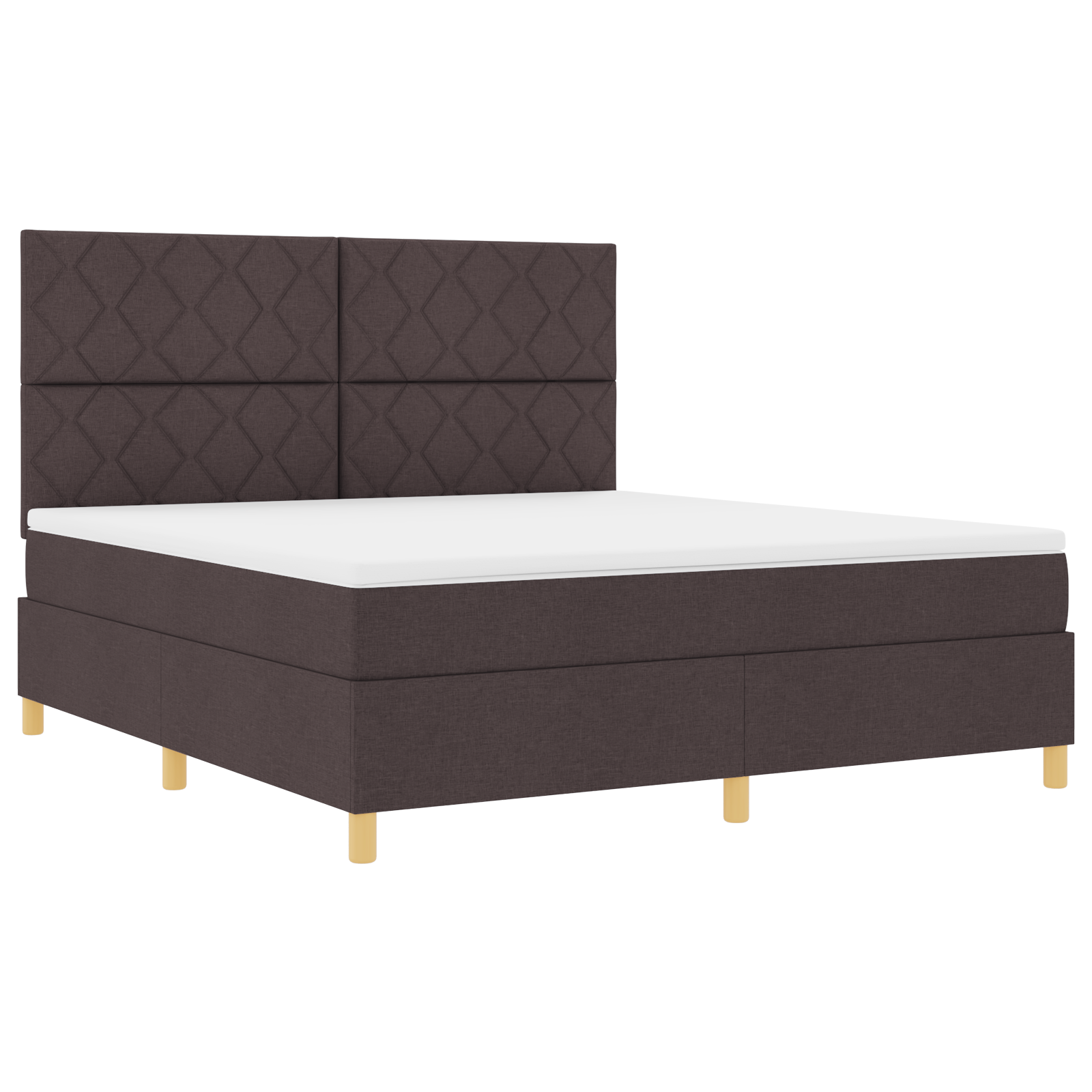 vidaXL Pat cu arcuri cu saltea Maro închis 180 x 200 cm țesătură vidaXL Pat cu arcuri cu saltea Maro închis 180 x 200 cm țesătură