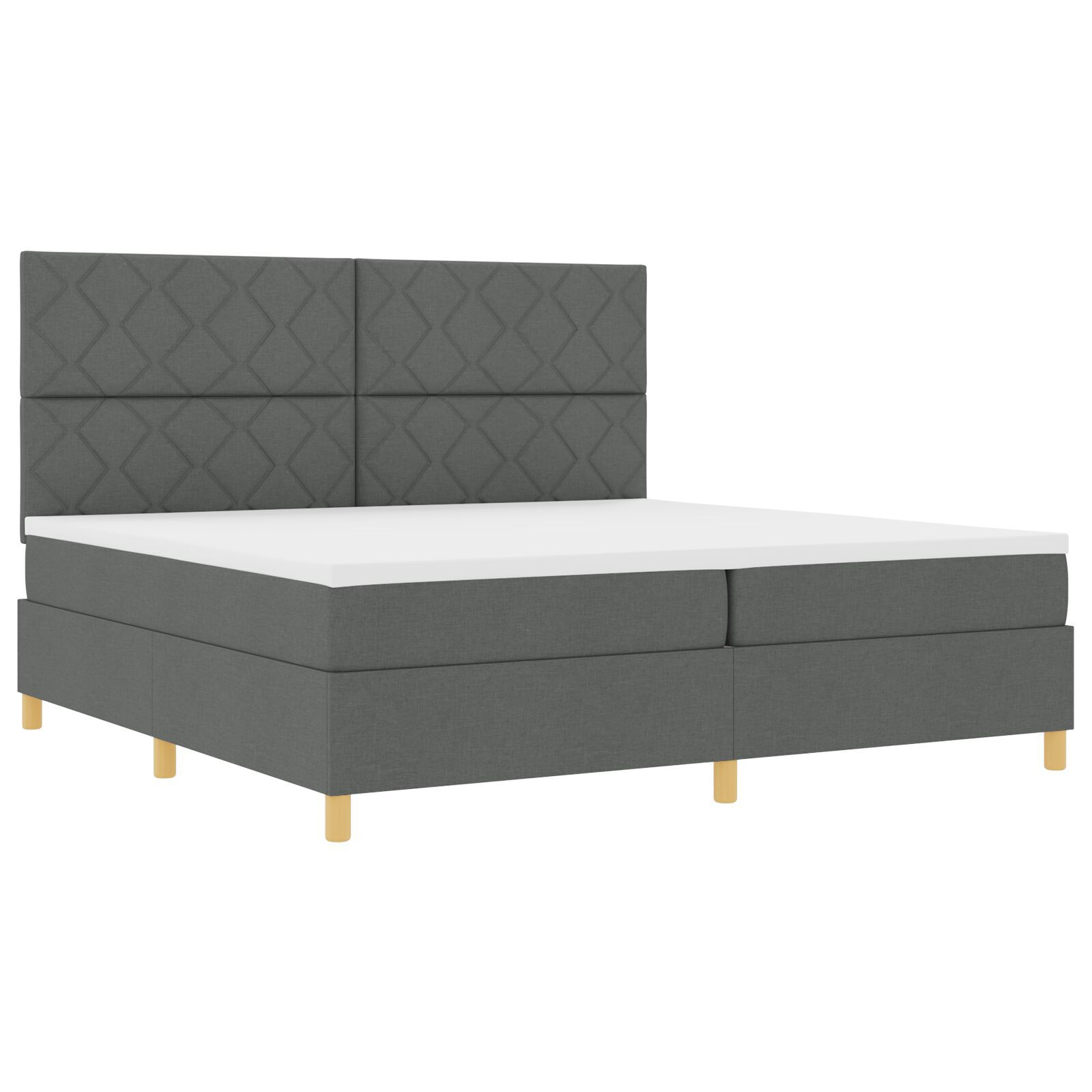 vidaXL Pat cu arcuri cu saltea Gri închis 200 x 200 cm țesătură vidaXL Pat cu arcuri cu saltea Gri închis 200 x 200 cm țesătură