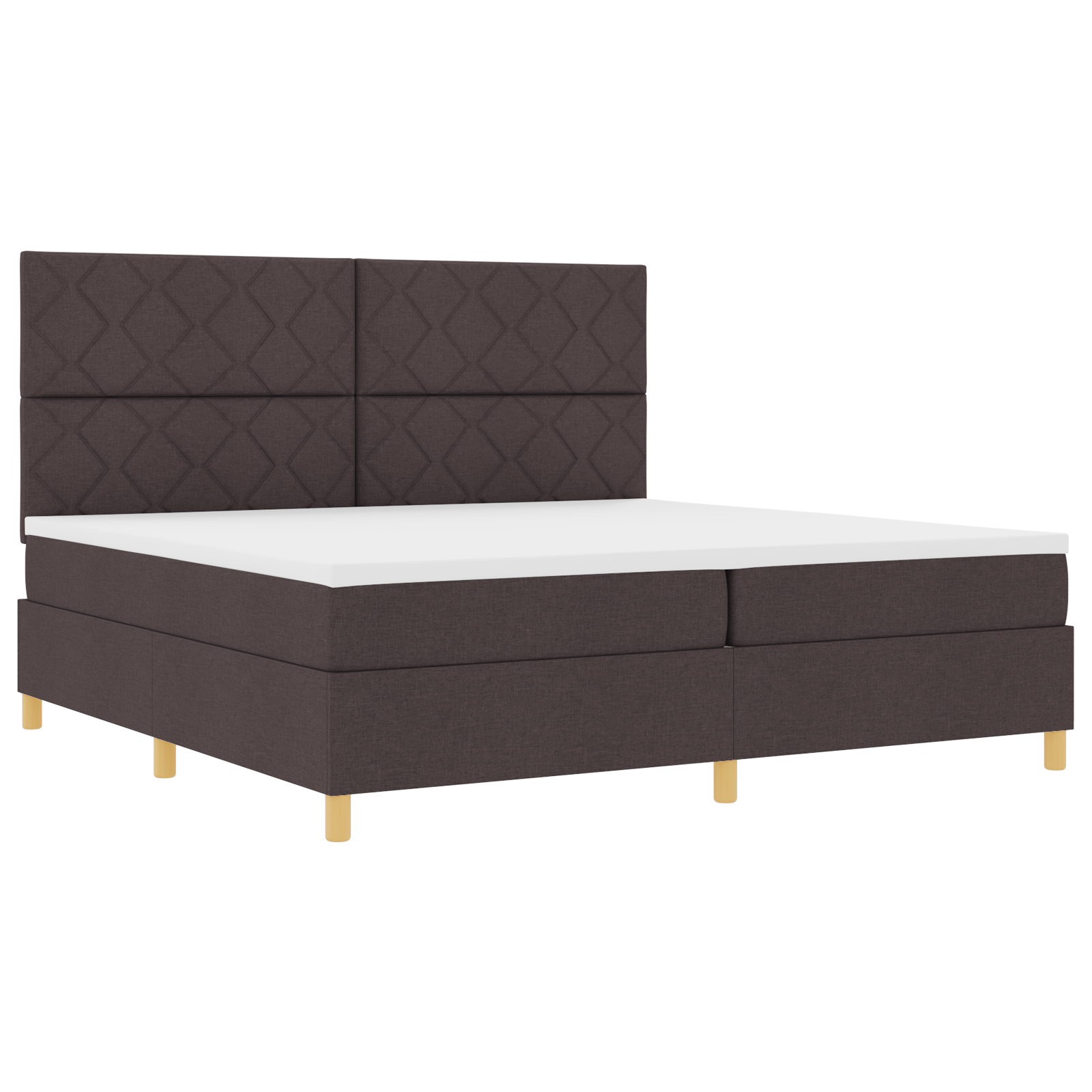 vidaXL Pat cu arcuri cu saltea Maro închis 200 x 200 cm țesătură vidaXL Pat cu arcuri cu saltea Maro închis 200 x 200 cm țesătură