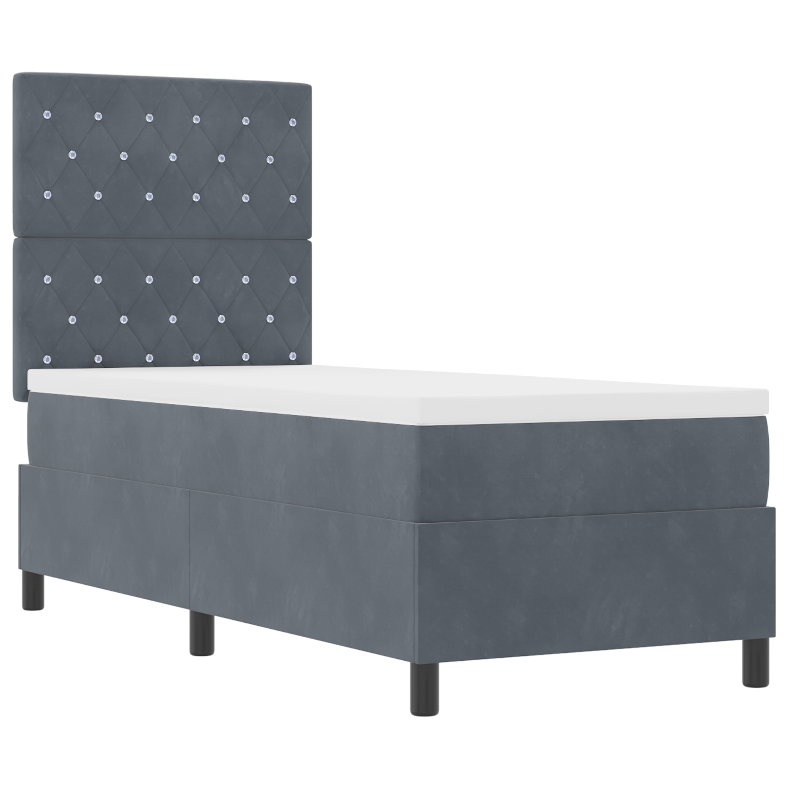 vidaXL Pat cu arcuri cu saltea Gri închis 80 x 200 cm Catifea vidaXL Pat cu arcuri cu saltea Gri închis 80 x 200 cm Catifea