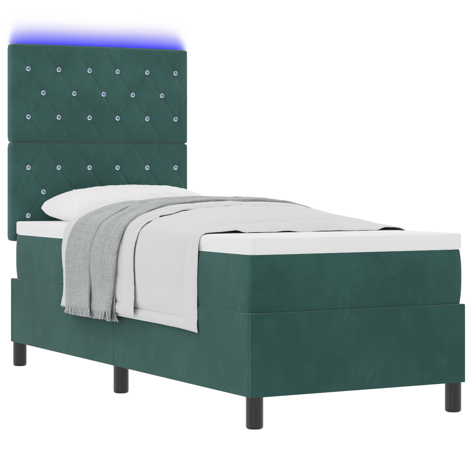 vidaXL Pat cu arcuri cu saltea Verde închis 80 x 200 cm Catifea vidaXL Pat cu arcuri cu saltea Verde închis 80 x 200 cm Catifea