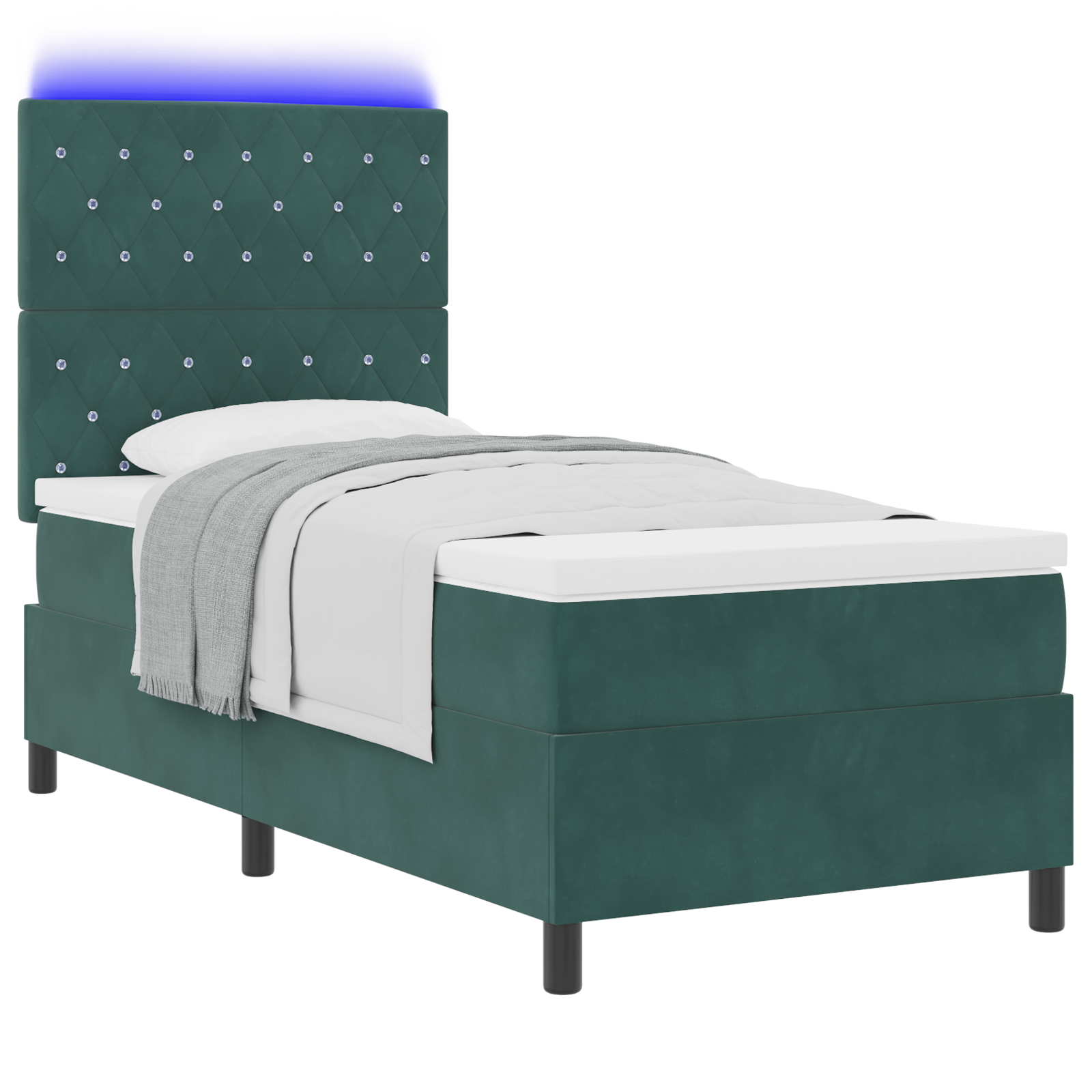 vidaXL Pat cu arcuri cu saltea Verde închis 90 x 200 cm Catifea vidaXL Pat cu arcuri cu saltea Verde închis 90 x 200 cm Catifea