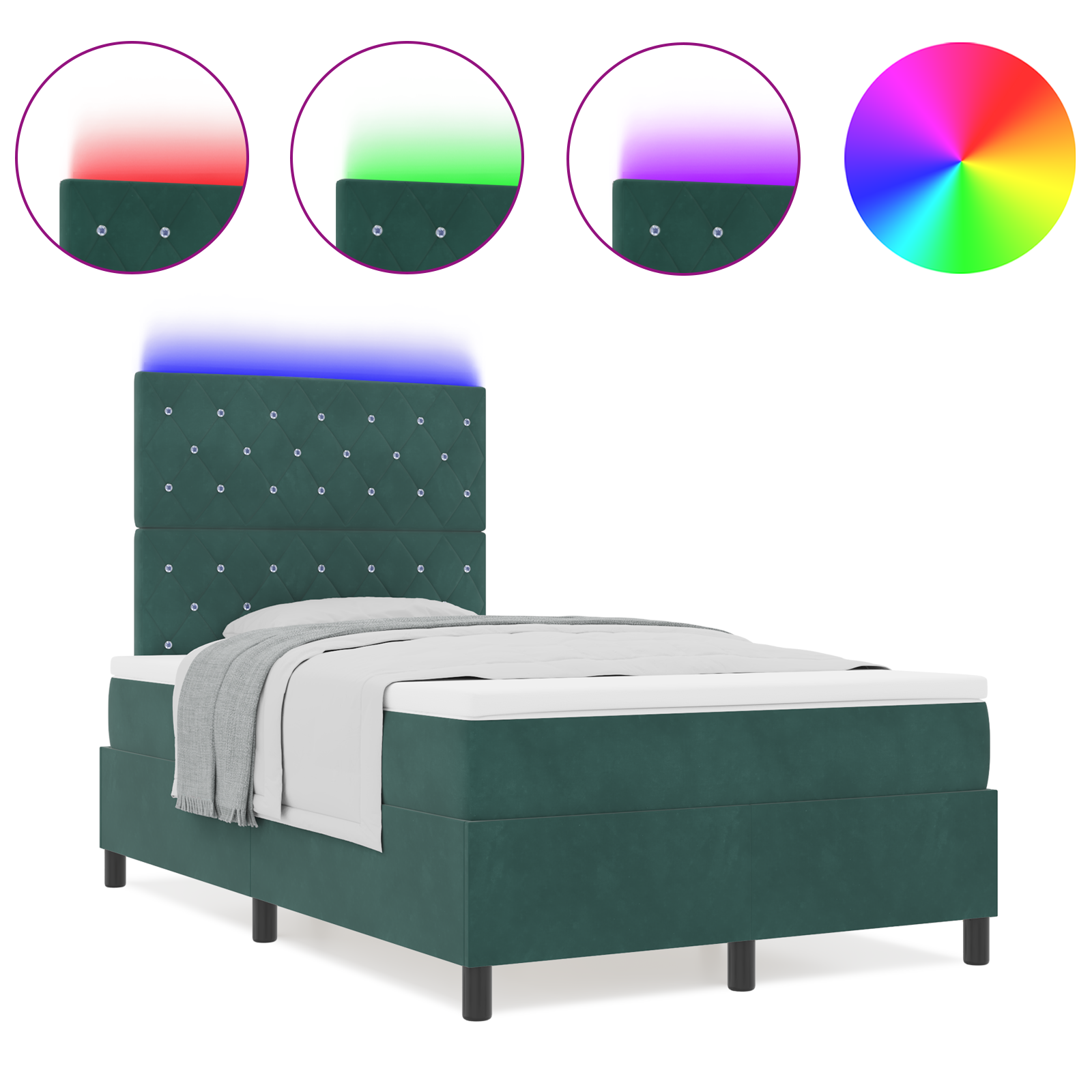 vidaXL Pat cu arcuri cu saltea Verde închis 120 x 190 cm Catifea vidaXL Pat cu arcuri cu saltea Verde închis 120 x 190 cm Catifea