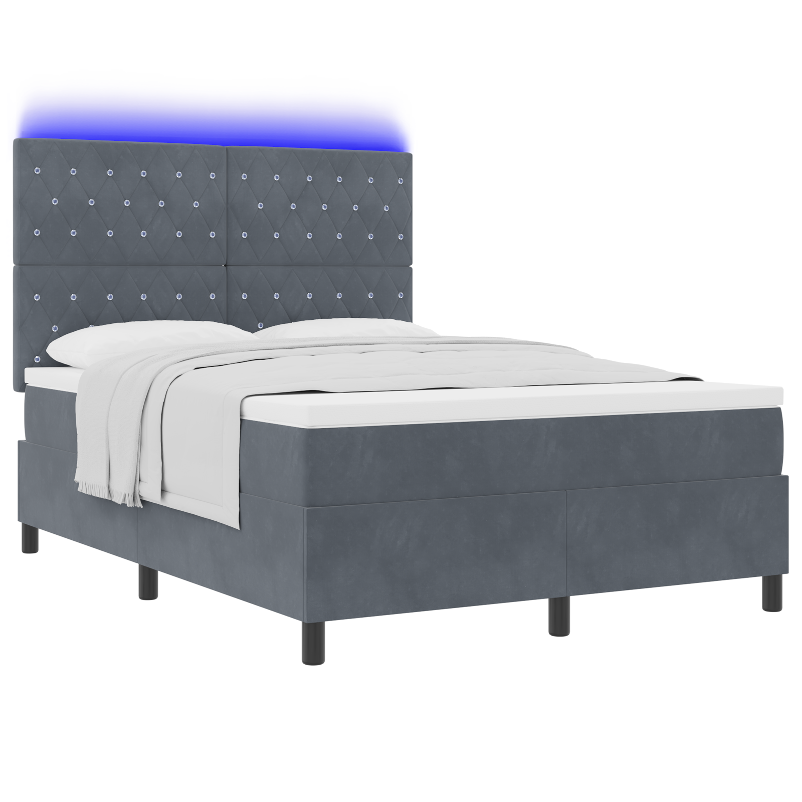 vidaXL Pat cu arcuri cu saltea Gri închis 140 x 190 cm Catifea vidaXL Pat cu arcuri cu saltea Gri închis 140 x 190 cm Catifea