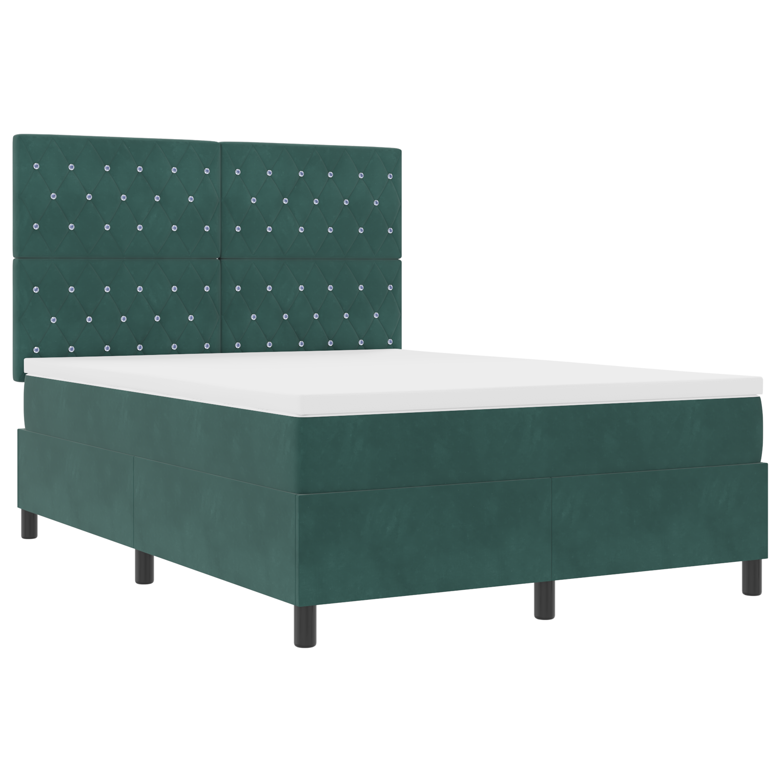vidaXL Pat cu arcuri cu saltea Verde închis 140 x 190 cm Catifea
