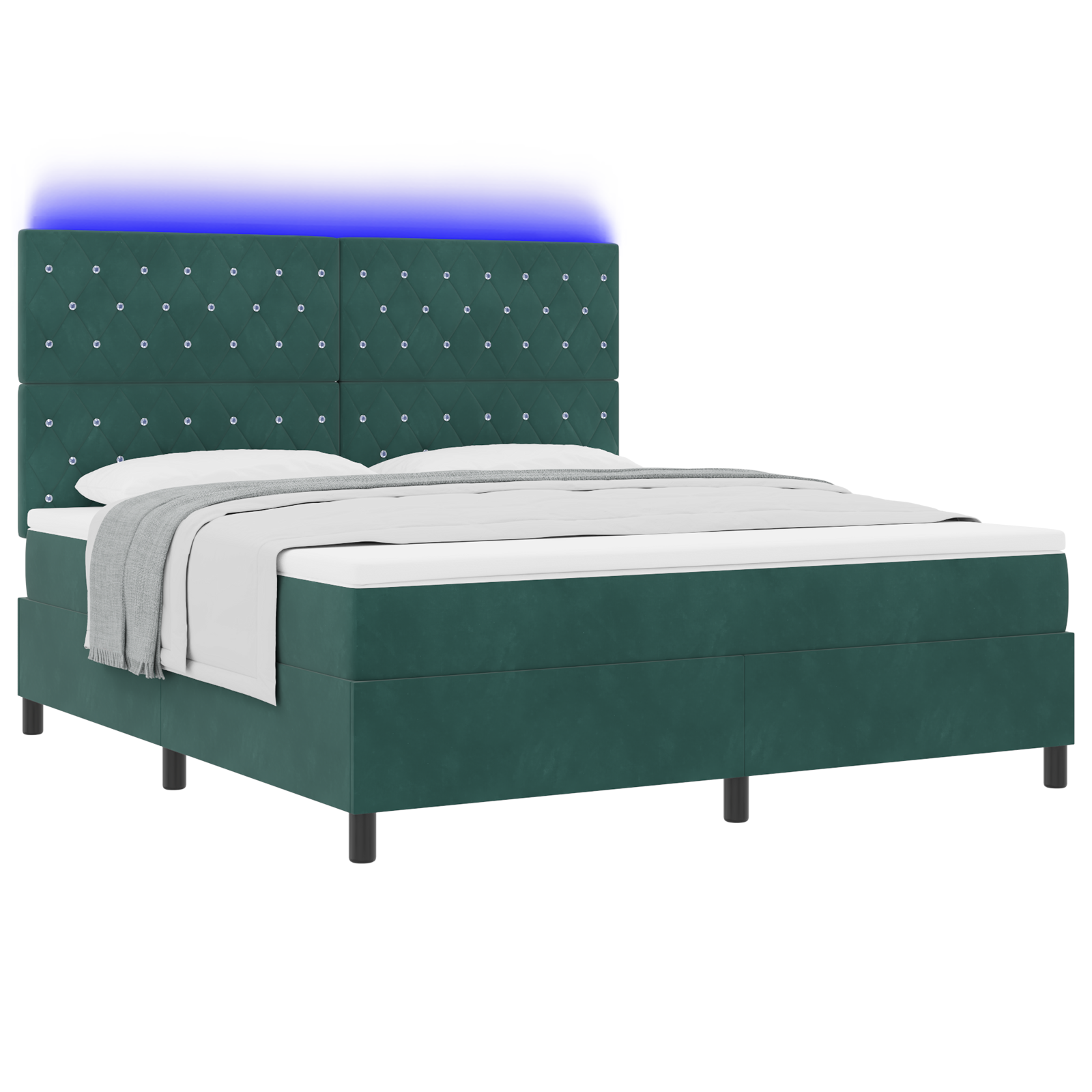 vidaXL Pat cu arcuri cu saltea Verde închis 180 x 200 cm Catifea