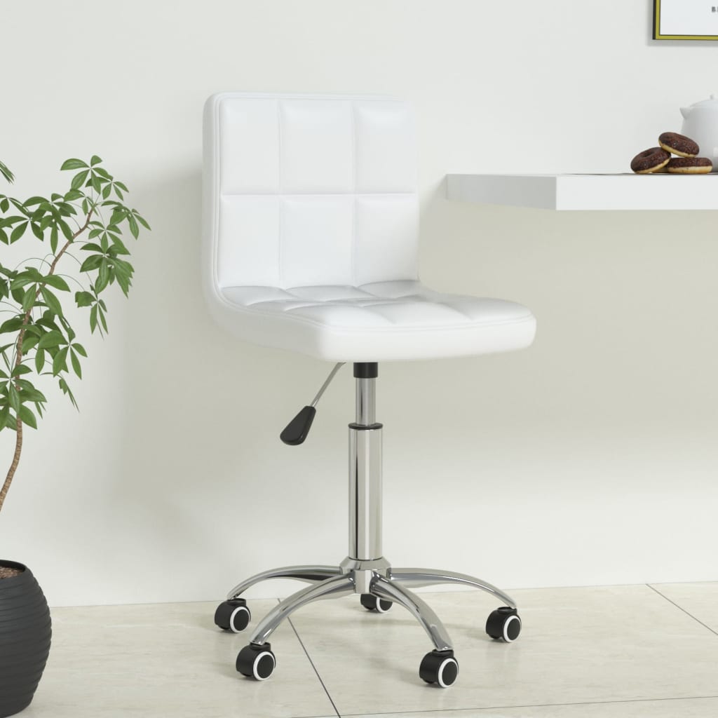 vidaXL Scaun de birou pivotant, alb, piele ecologică vidaXL Scaun de birou pivotant, alb, piele ecologică