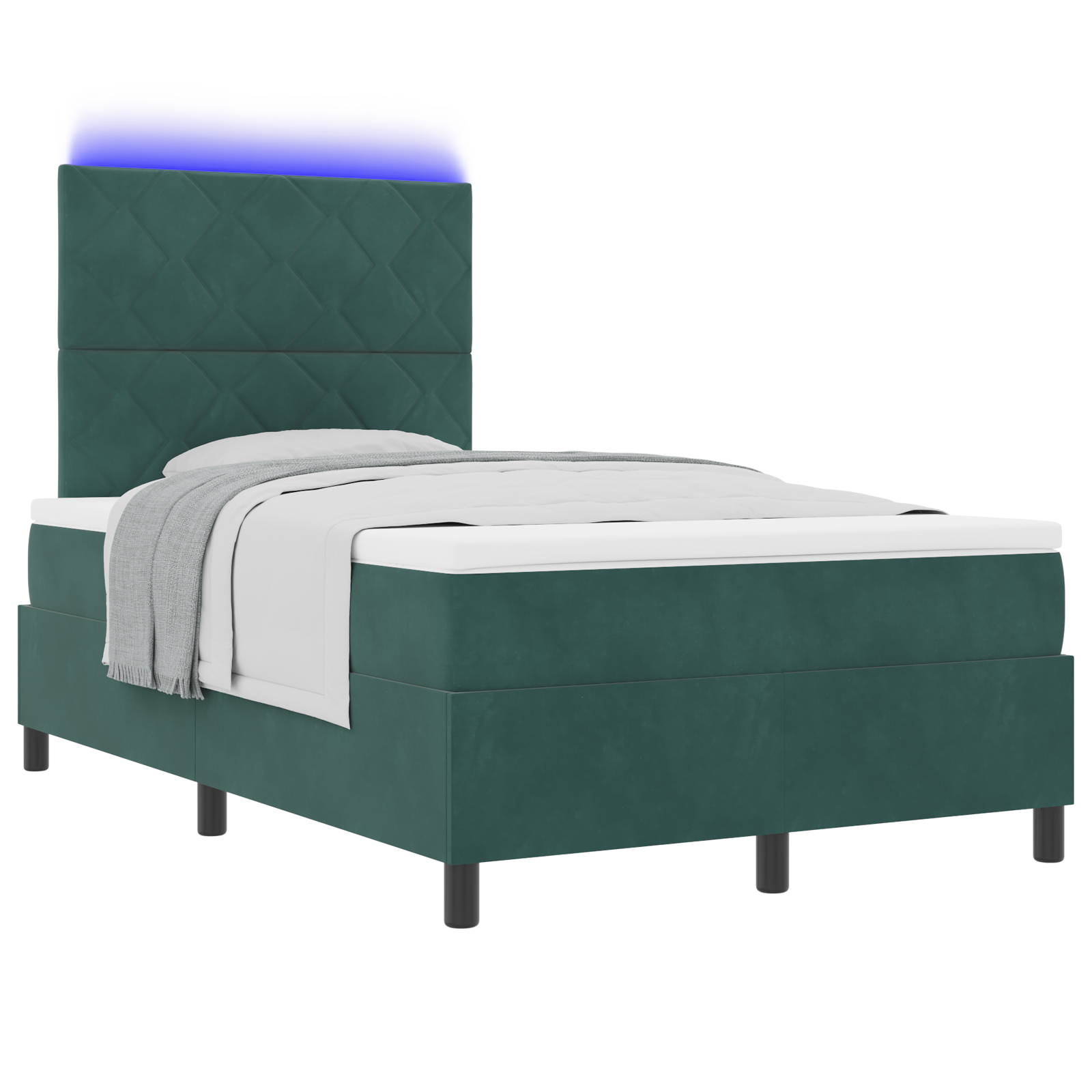 vidaXL Pat cu arcuri cu saltea Verde închis 120 x 200 cm Catifea vidaXL Pat cu arcuri cu saltea Verde închis 120 x 200 cm Catifea