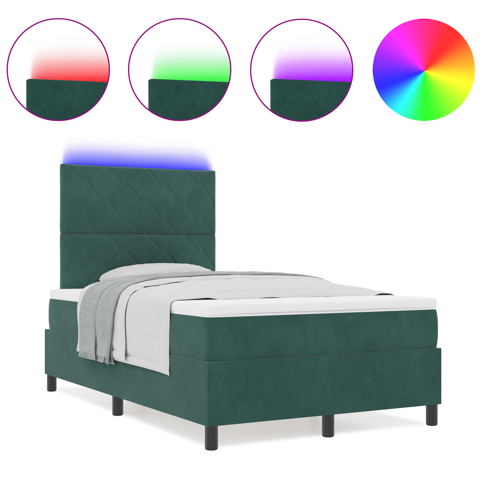 vidaXL Pat cu arcuri cu saltea Verde închis 120 x 200 cm Catifea vidaXL Pat cu arcuri cu saltea Verde închis 120 x 200 cm Catifea