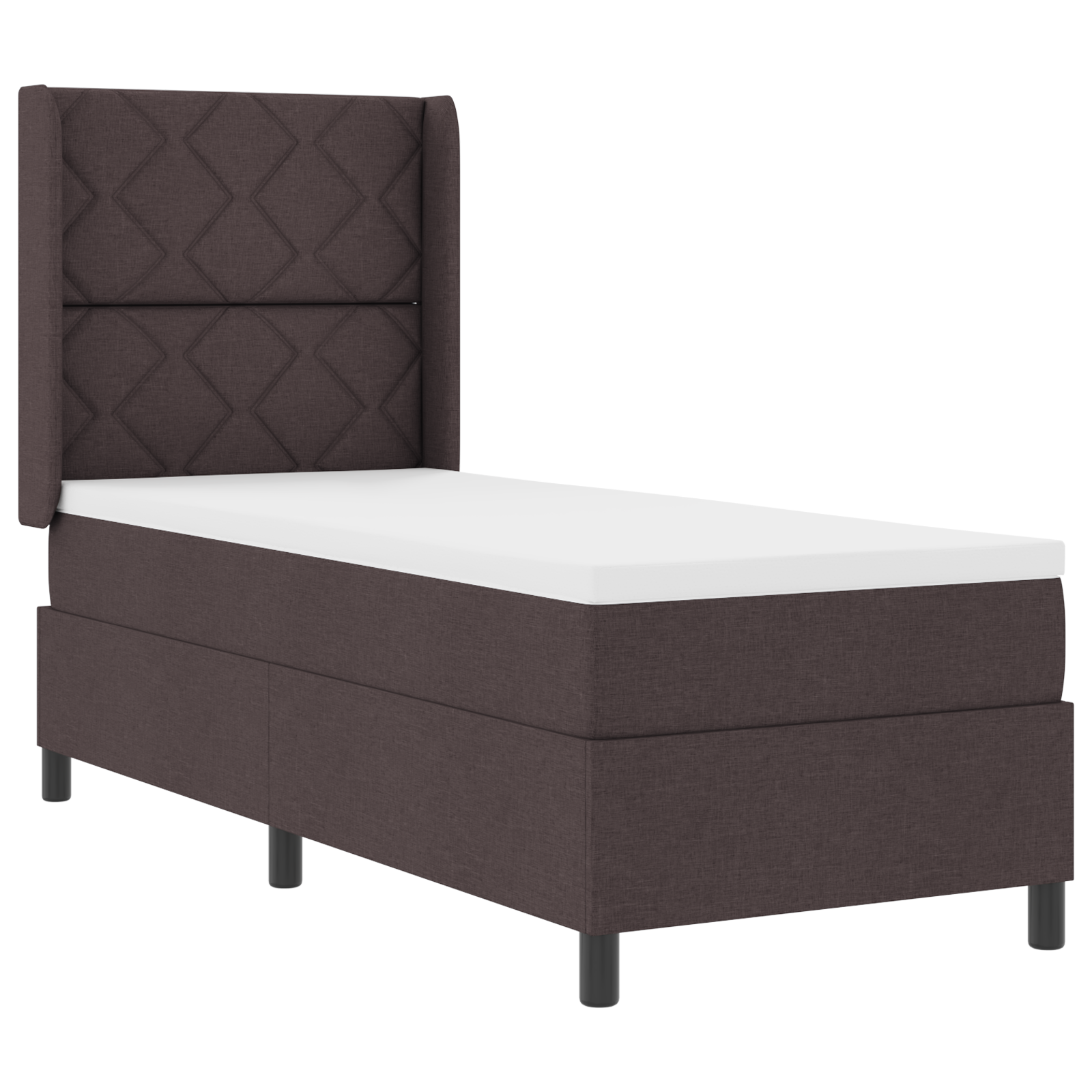 vidaXL Pat cu arcuri cu saltea Maro închis 80 x 200 cm țesătură vidaXL Pat cu arcuri cu saltea Maro închis 80 x 200 cm țesătură