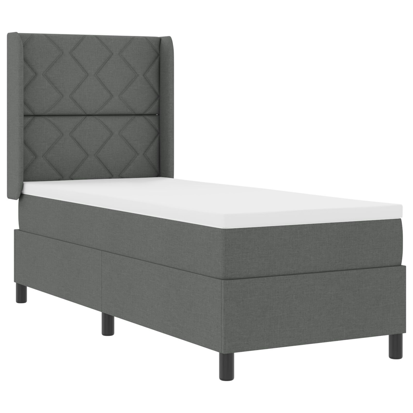 vidaXL Pat cu arcuri cu saltea Gri închis 90 x 190 cm țesătură vidaXL Pat cu arcuri cu saltea Gri închis 90 x 190 cm țesătură
