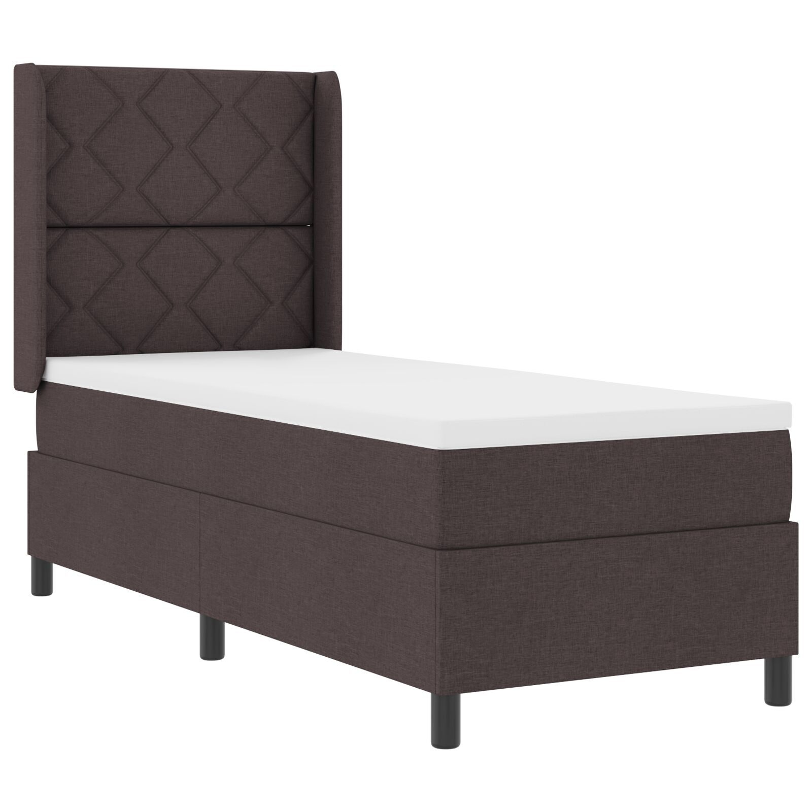 vidaXL Pat cu arcuri cu saltea Maro închis 90 x 190 cm țesătură vidaXL Pat cu arcuri cu saltea Maro închis 90 x 190 cm țesătură
