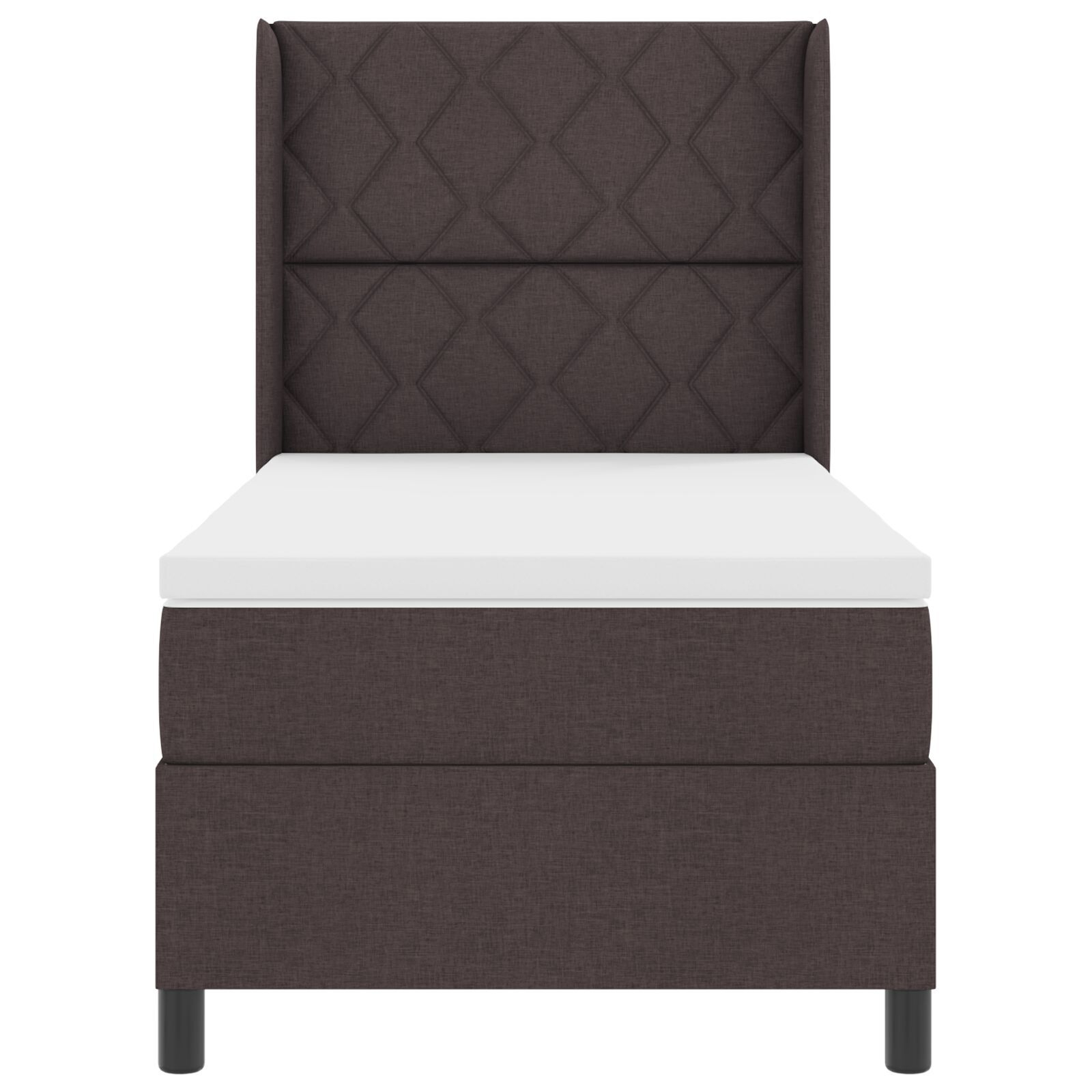vidaXL Pat cu arcuri cu saltea Maro închis 100 x 200 cm țesătură vidaXL Pat cu arcuri cu saltea Maro închis 100 x 200 cm țesătură