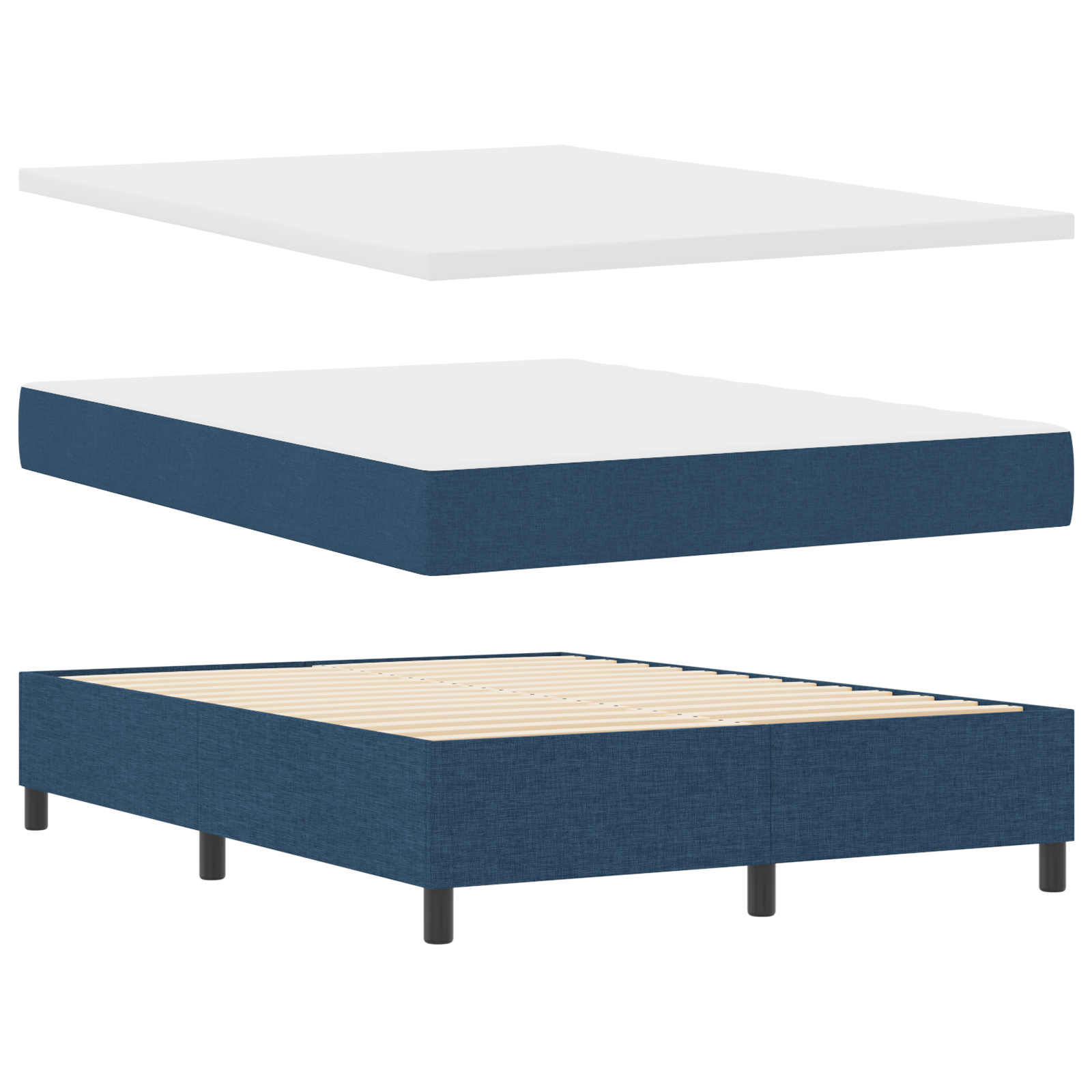 vidaXL <strong>Pat cu saltea cu arcuri și LED Albastru 140x200 cm</strong> - Țesătură vidaXL <strong>Pat cu saltea cu arcuri și LED Albastru 140x200 cm</strong> - Țesătură
