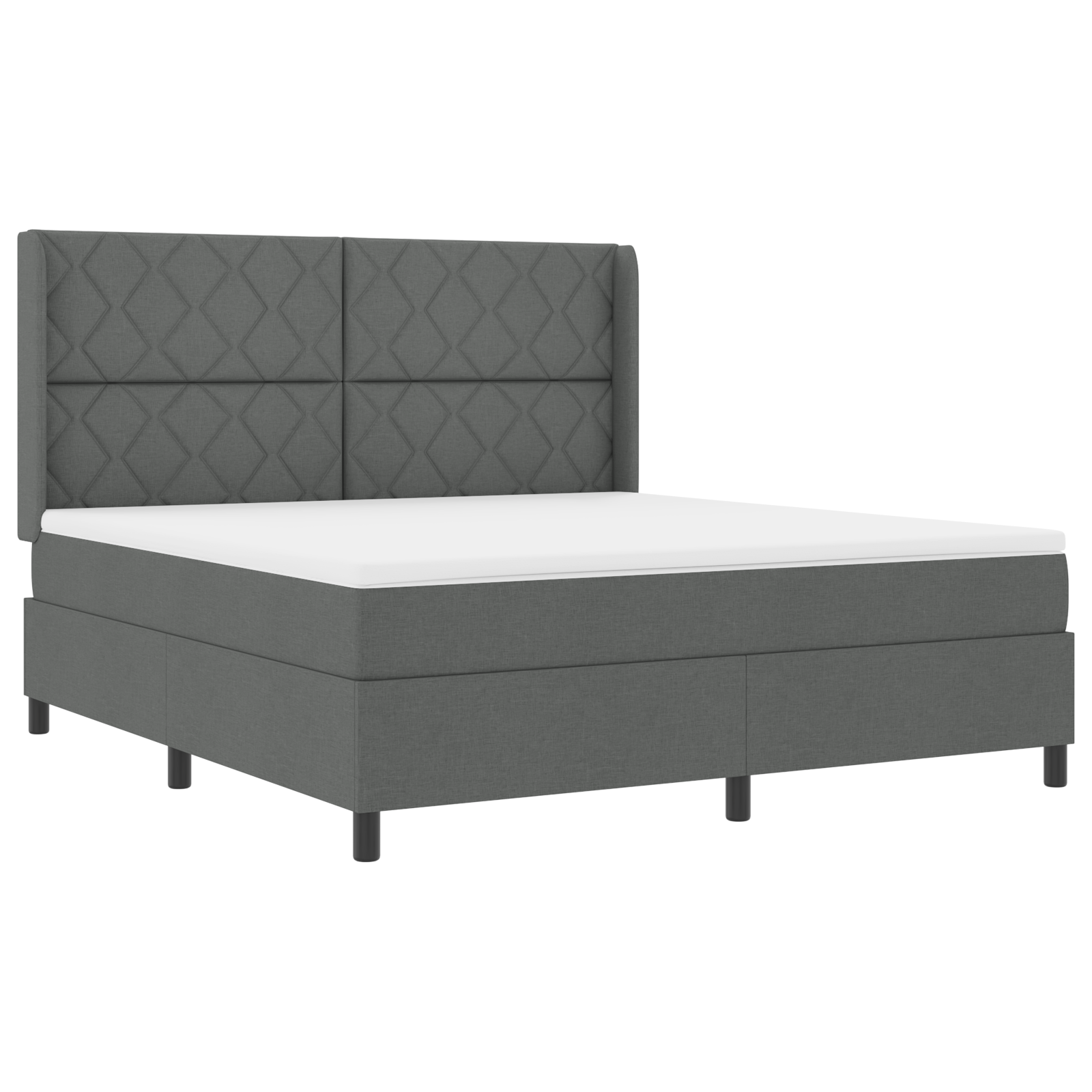 vidaXL Pat cu arcuri cu saltea Gri închis 180 x 200 cm țesătură vidaXL Pat cu arcuri cu saltea Gri închis 180 x 200 cm țesătură