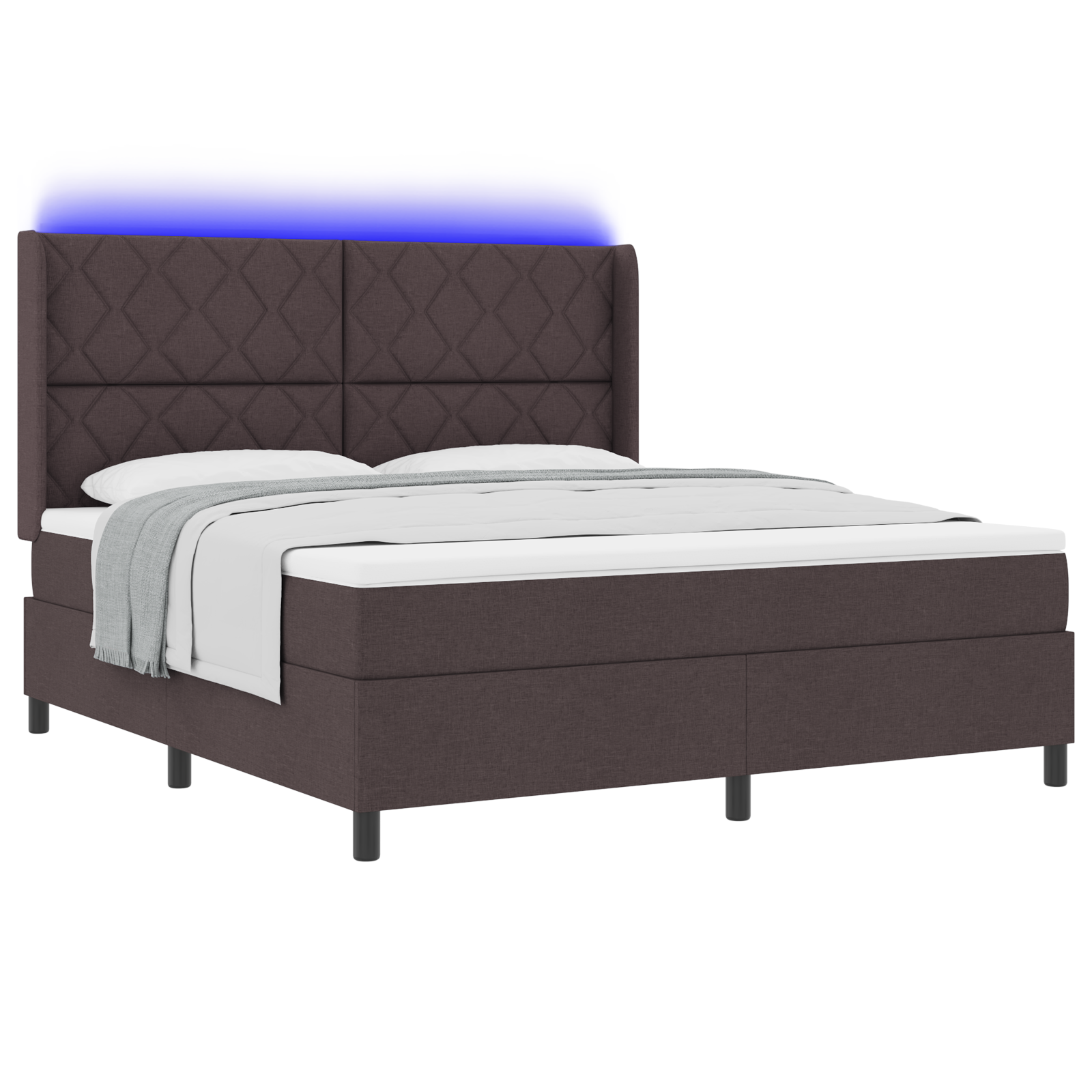 vidaXL Pat cu arcuri cu saltea Maro închis 180 x 200 cm țesătură vidaXL Pat cu arcuri cu saltea Maro închis 180 x 200 cm țesătură