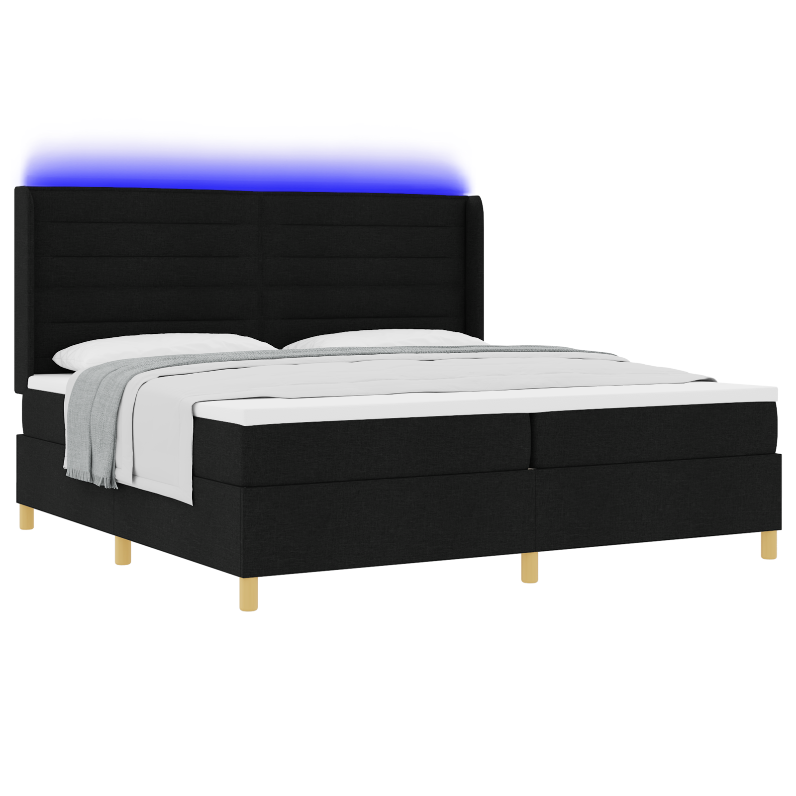 vidaXL Pat cu arcuri cu saltea Negru 200 x 200 cm țesătură