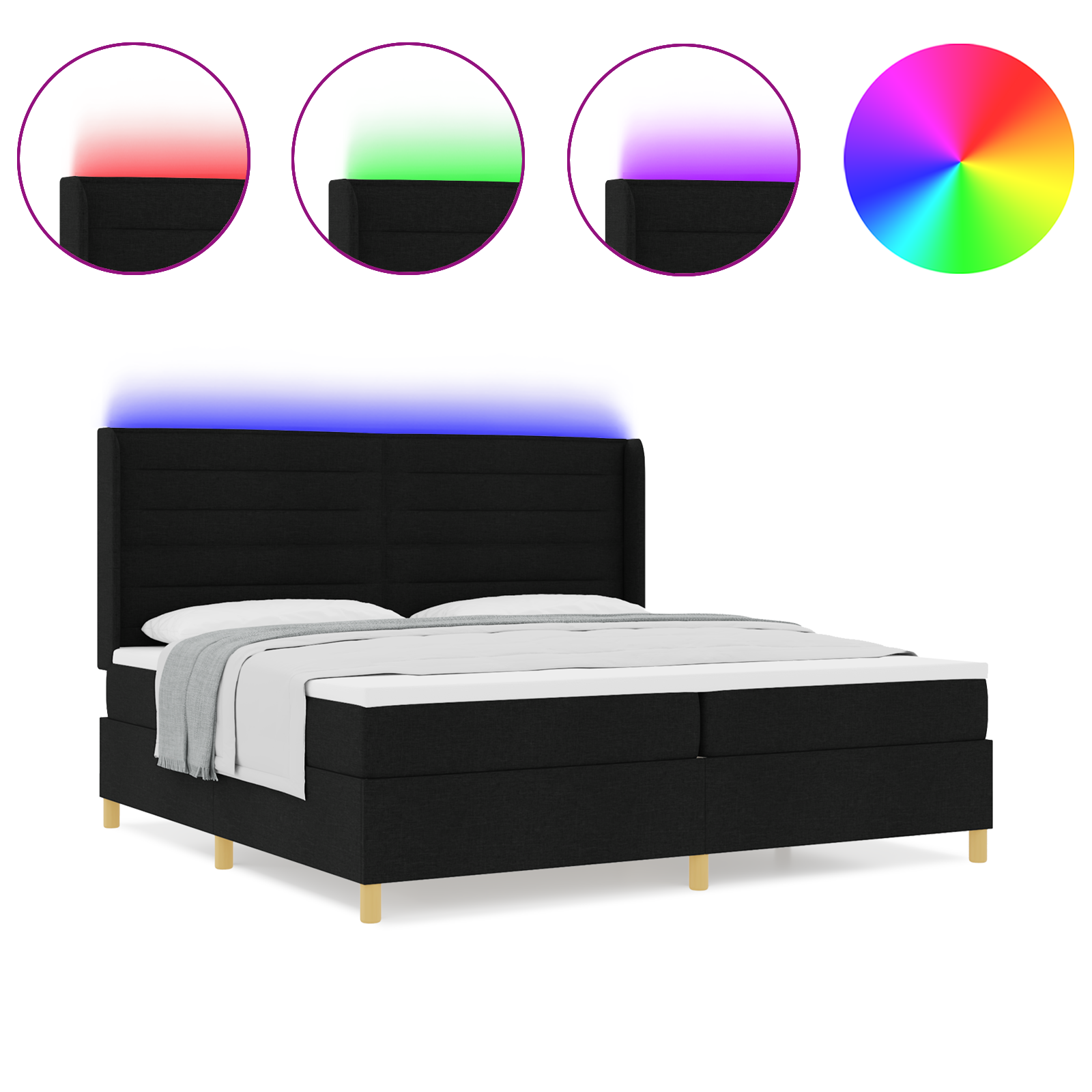 vidaXL Pat cu arcuri cu saltea Negru 200 x 200 cm țesătură