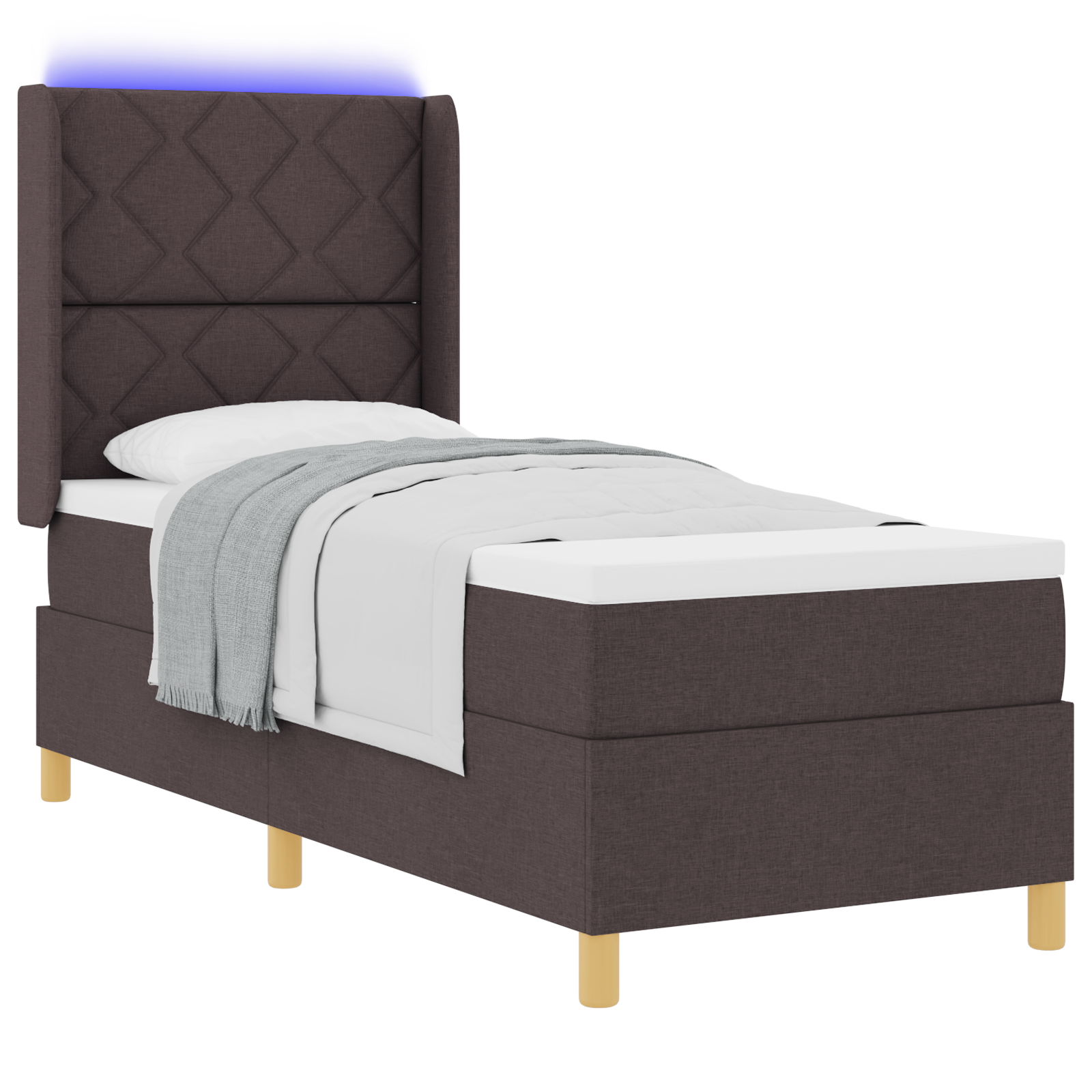 vidaXL Pat cu arcuri cu saltea Maro 80 x 200 cm țesătură vidaXL Pat cu arcuri cu saltea Maro 80 x 200 cm țesătură