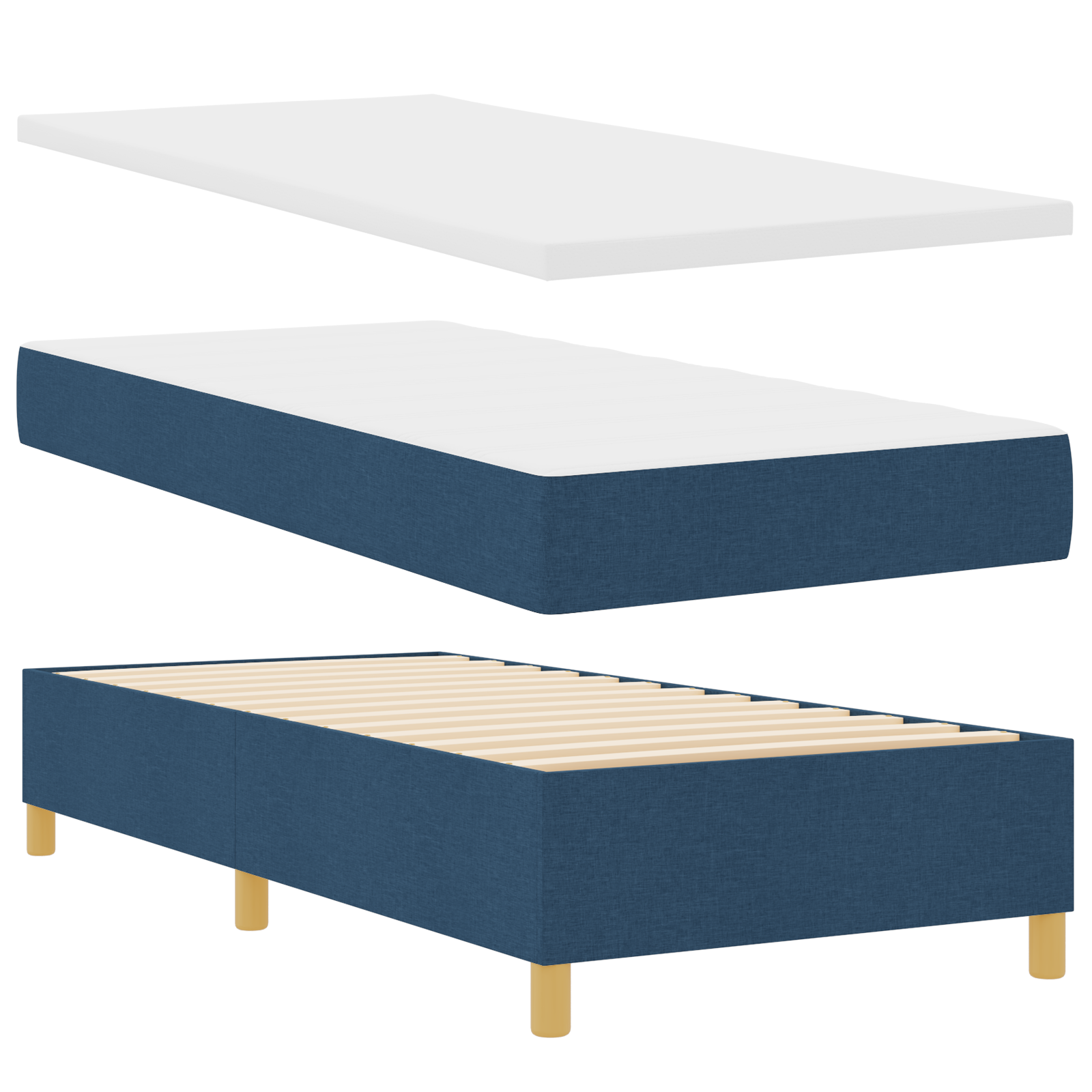 Pat cu somieră vidaXL cu saltea și LED albastru 100x200 cm din țesătură Pat cu somieră vidaXL cu saltea și LED albastru 100x200 cm din țesătură