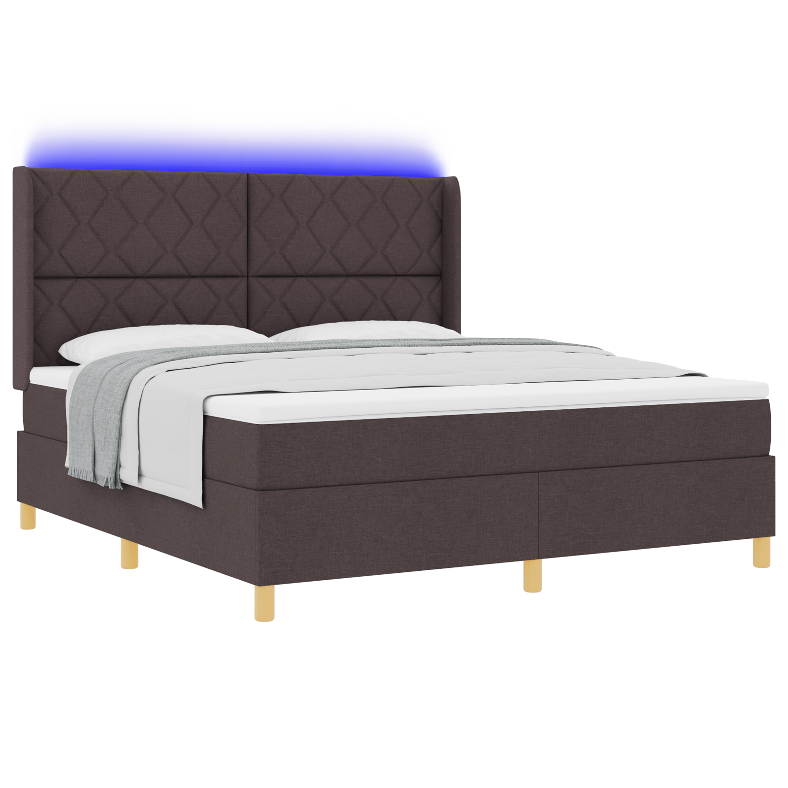 vidaXL Pat cu arcuri cu saltea Maro 180 x 200 cm țesătură vidaXL Pat cu arcuri cu saltea Maro 180 x 200 cm țesătură