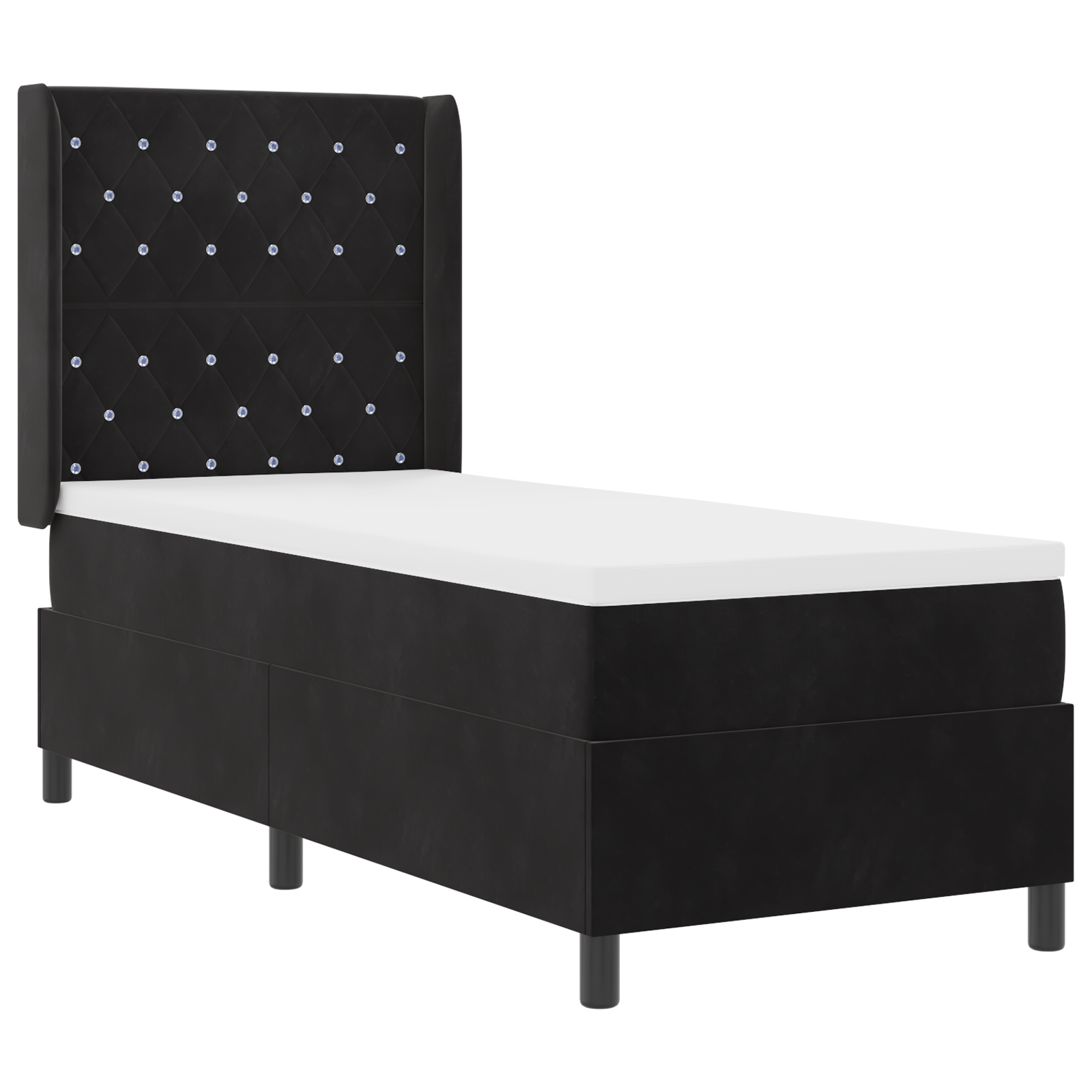 vidaXL Pat cu boxă spring LED și saltea Negru 80 x 200 cm Catifea vidaXL Pat cu boxă spring LED și saltea Negru 80 x 200 cm Catifea